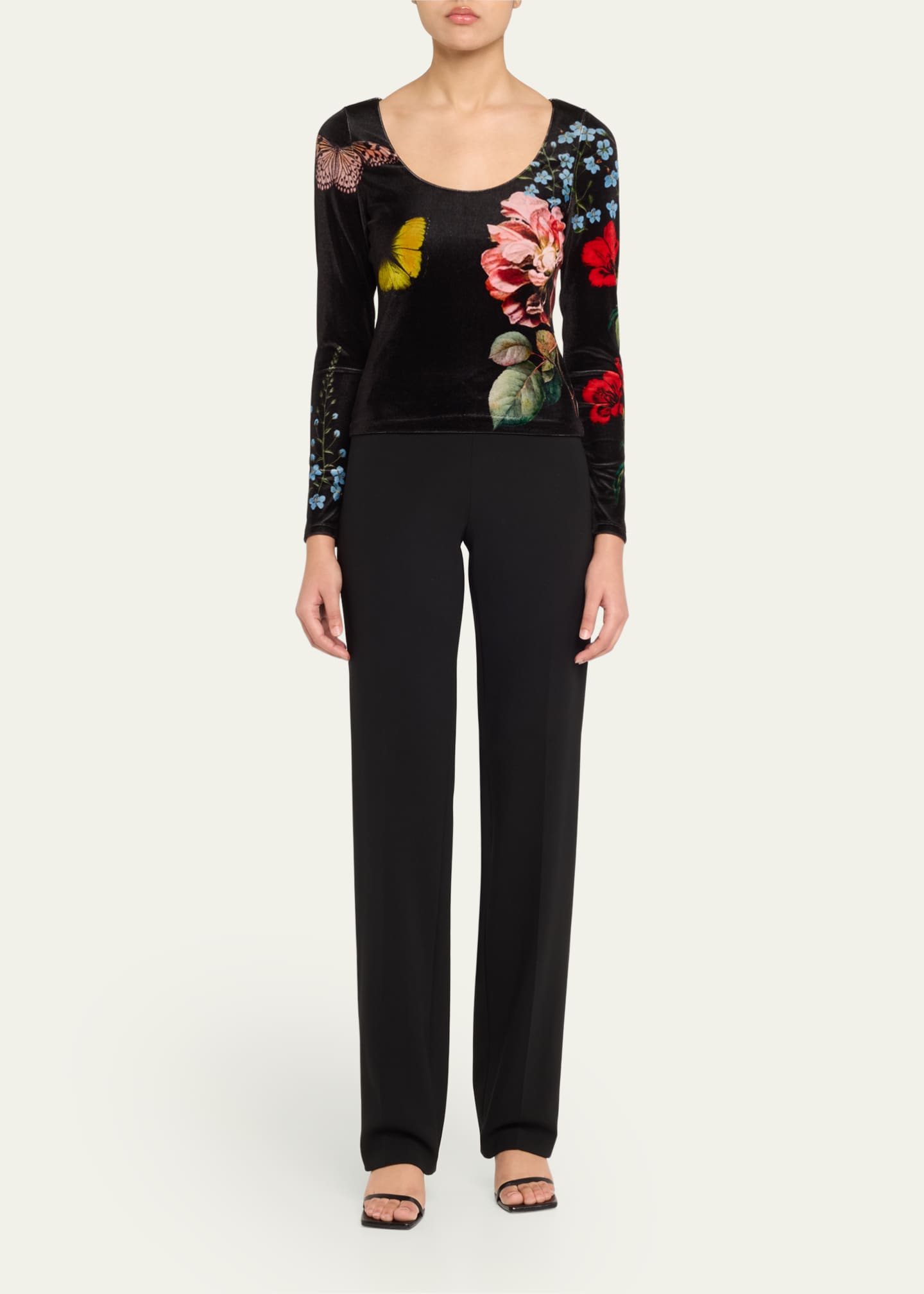 Alice + Olivia Delaina Scoop-Neck Velvet Top Image 2 of 5