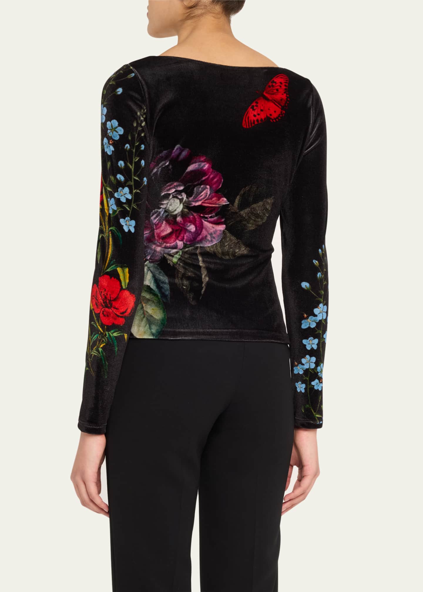 Alice + Olivia Delaina Scoop-Neck Velvet Top Image 3 of 5