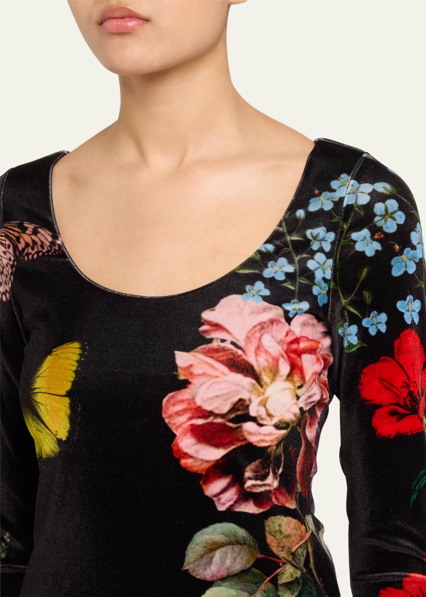 Alice + Olivia Delaina Scoop-Neck Velvet Top Image 5 of 5