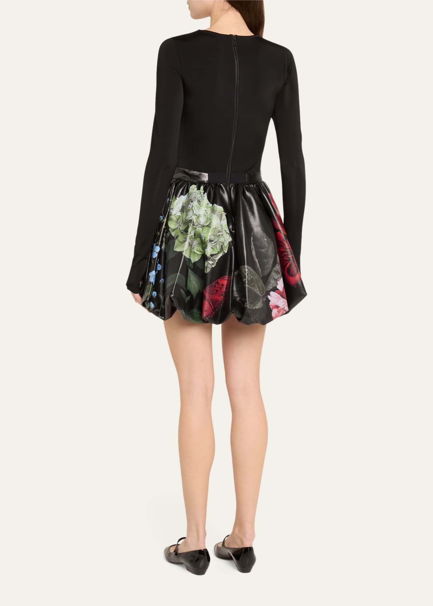Alice + Olivia Chara Long-Sleeve Bubble Mini Dress Image 3 of 5