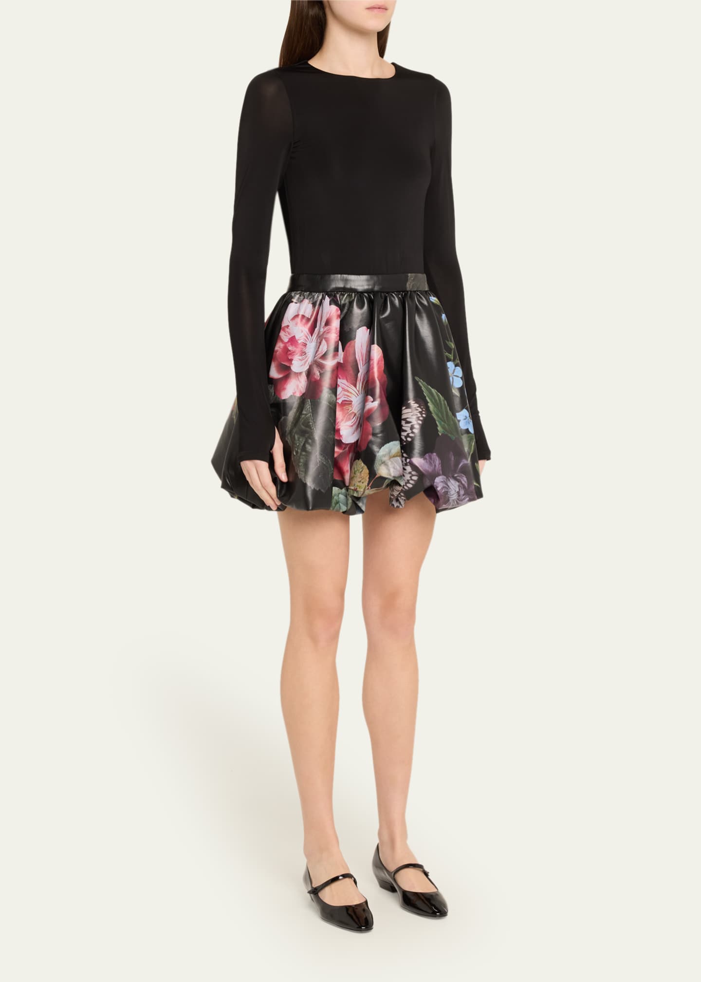 Alice + Olivia Chara Long-Sleeve Bubble Mini Dress Image 4 of 5