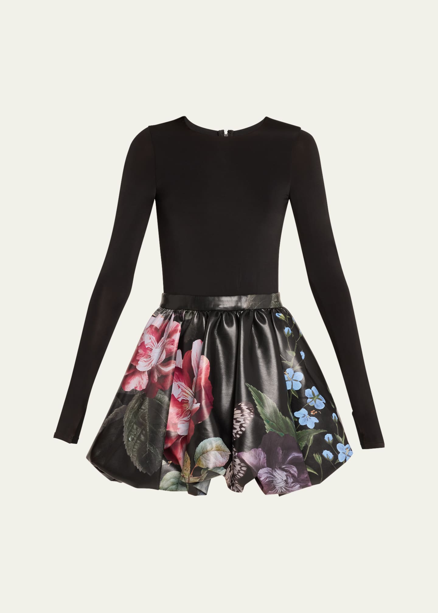 Alice + Olivia Chara Long-Sleeve Bubble Mini Dress Image 1 of 5