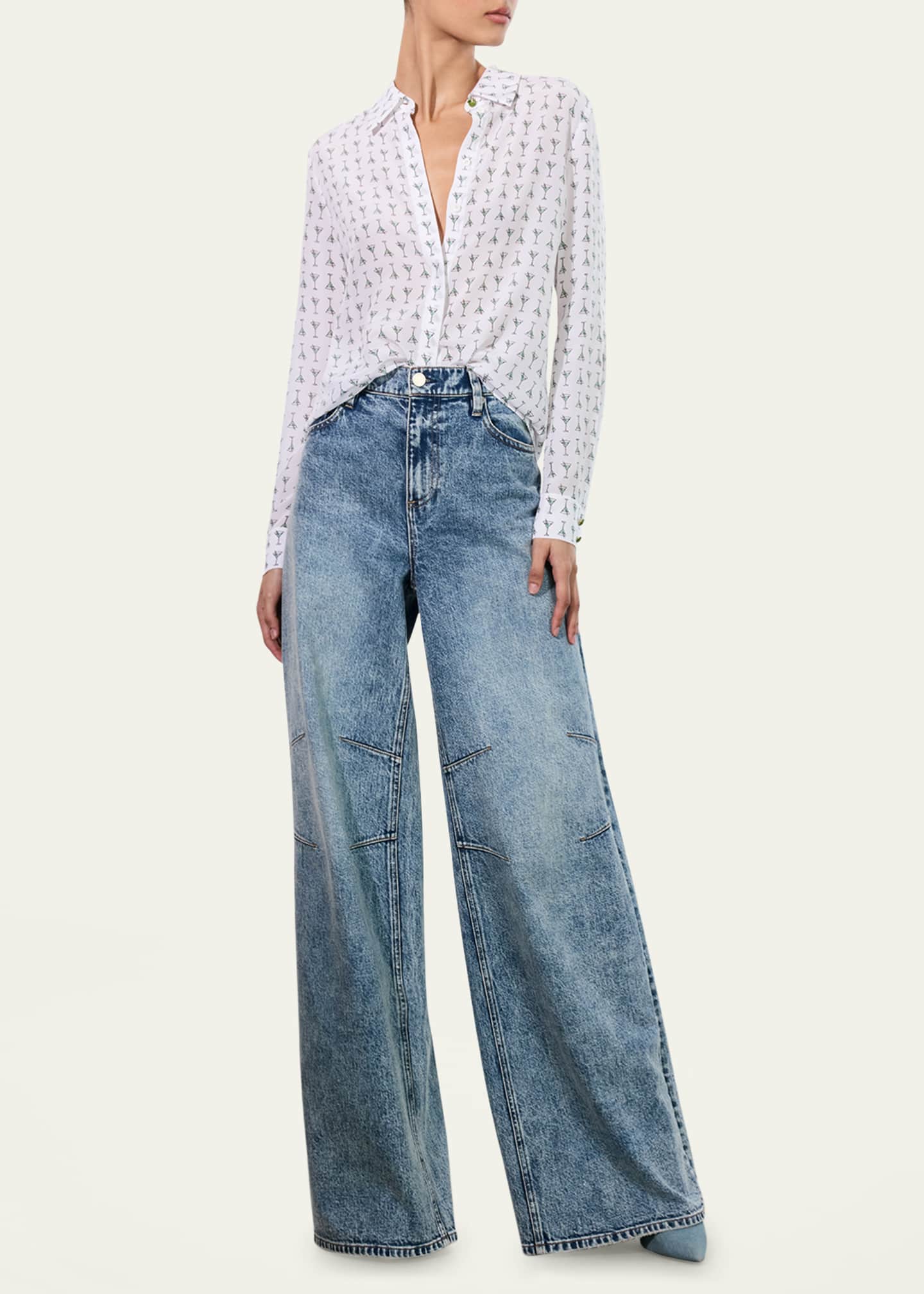 Alice + Olivia Martini Chic Willa Silk Placket Top Image 2 of 5