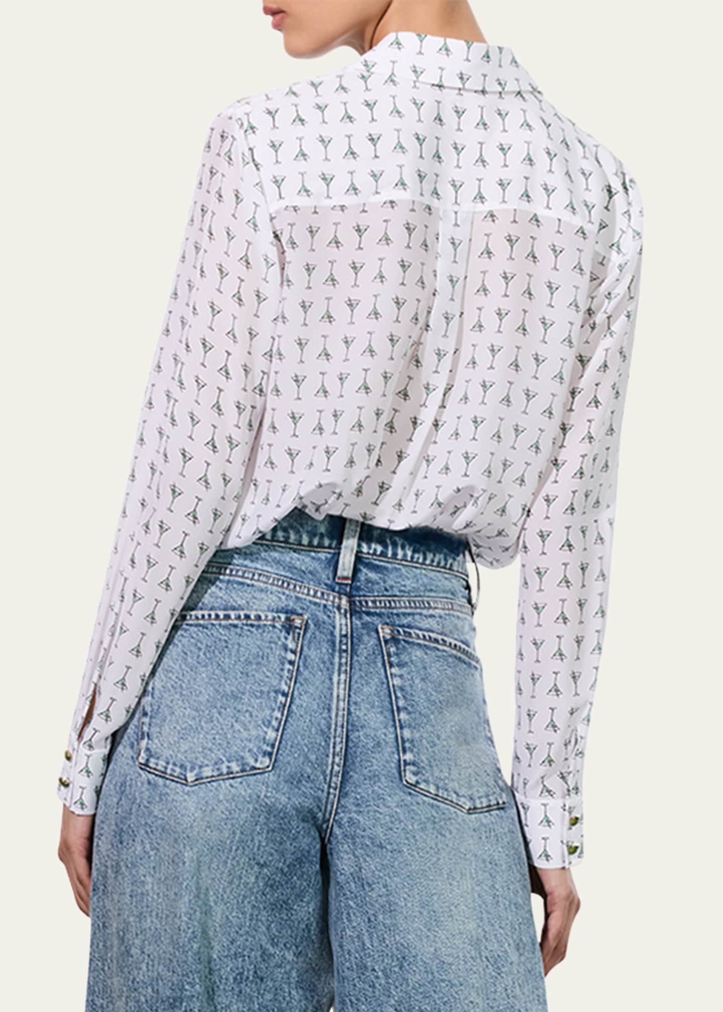 Alice + Olivia Martini Chic Willa Silk Placket Top Image 3 of 5