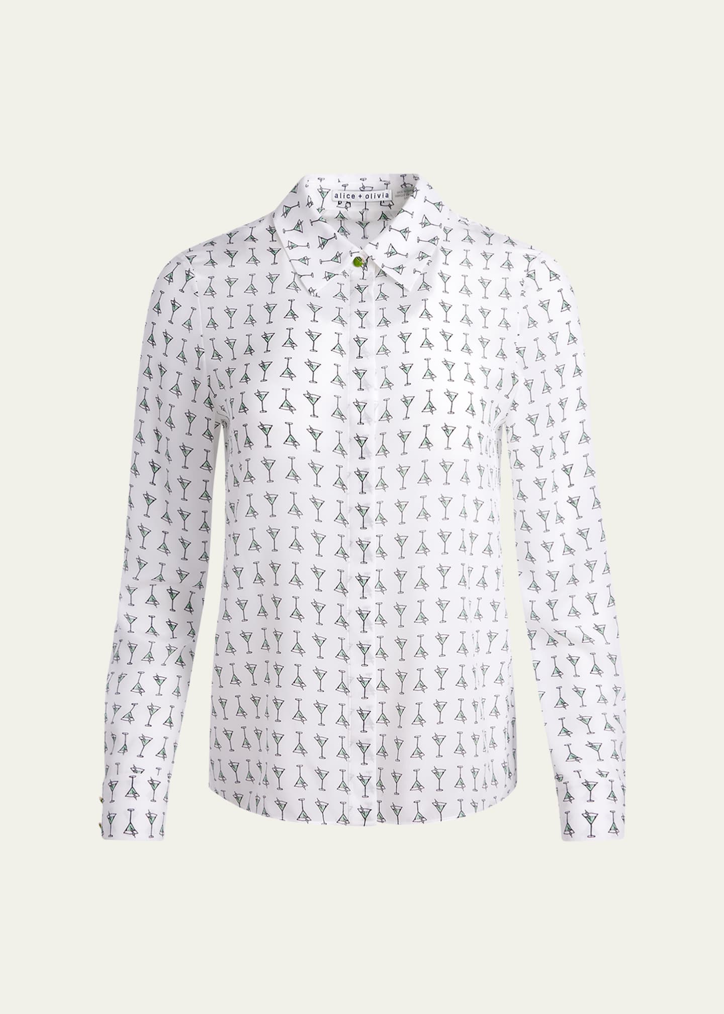 Alice + Olivia Martini Chic Willa Silk Placket Top Image 1 of 5