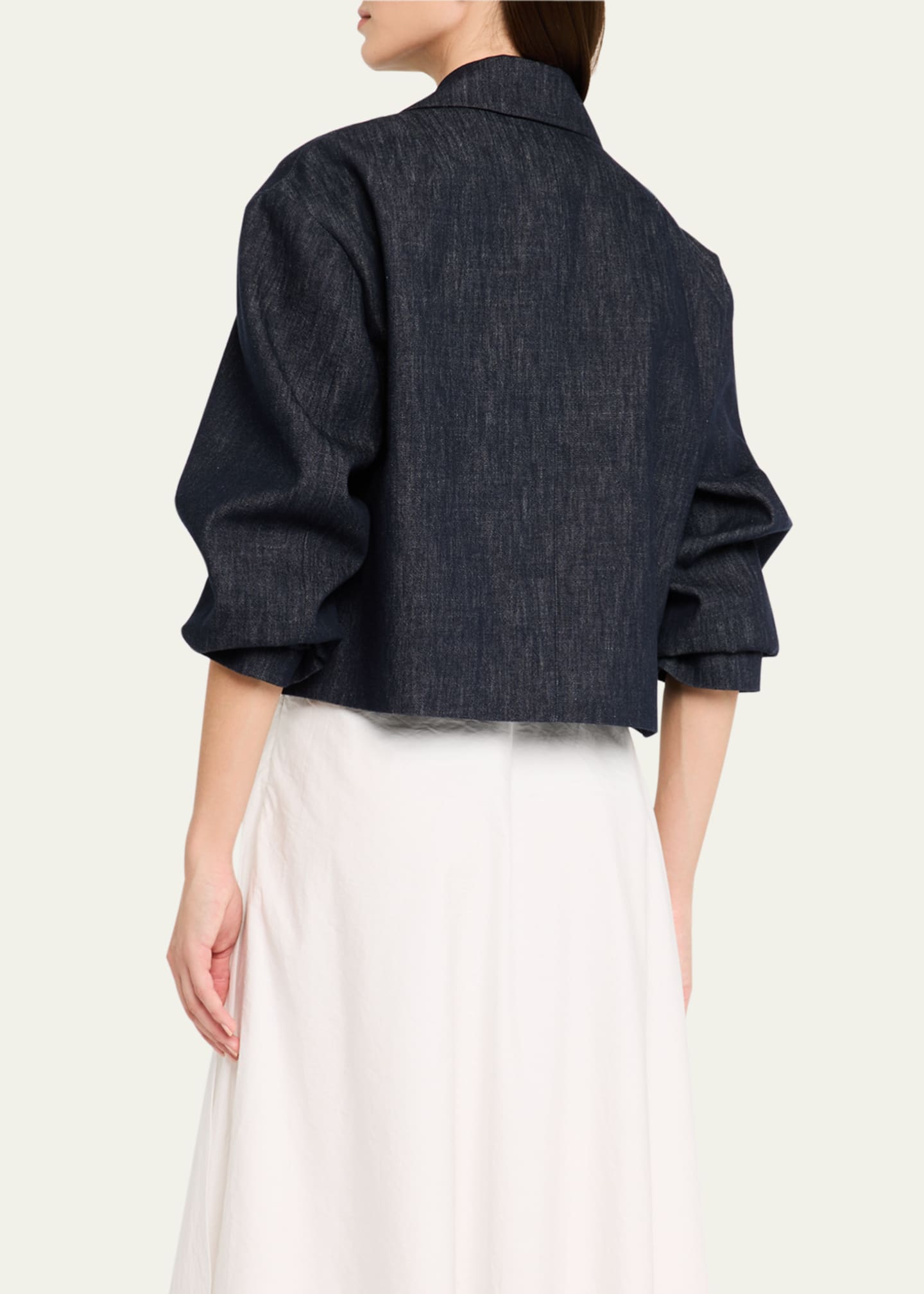 Brunello Cucinelli Indigo Single-Breasted Crop Jacket Image 3 of 5