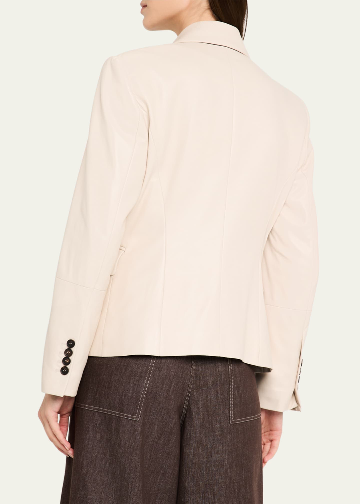 Brunello Cucinelli Smooth Glove Leather Single-Breasted Blazer Image 3 of 5