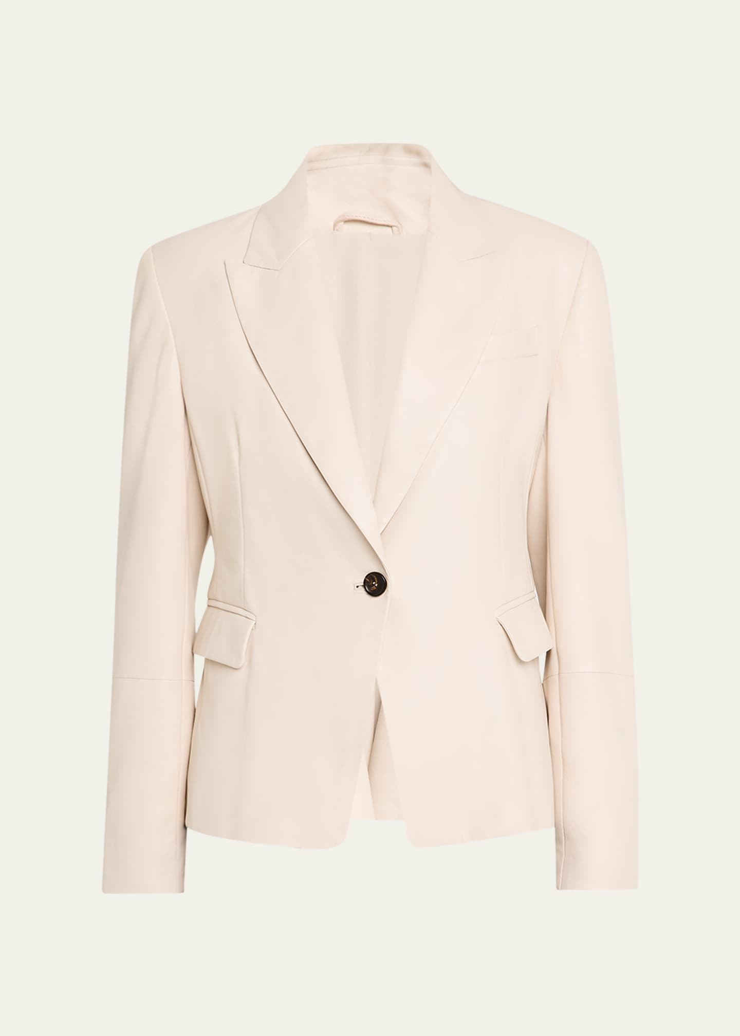 Brunello Cucinelli Smooth Glove Leather Single-Breasted Blazer Image 1 of 5