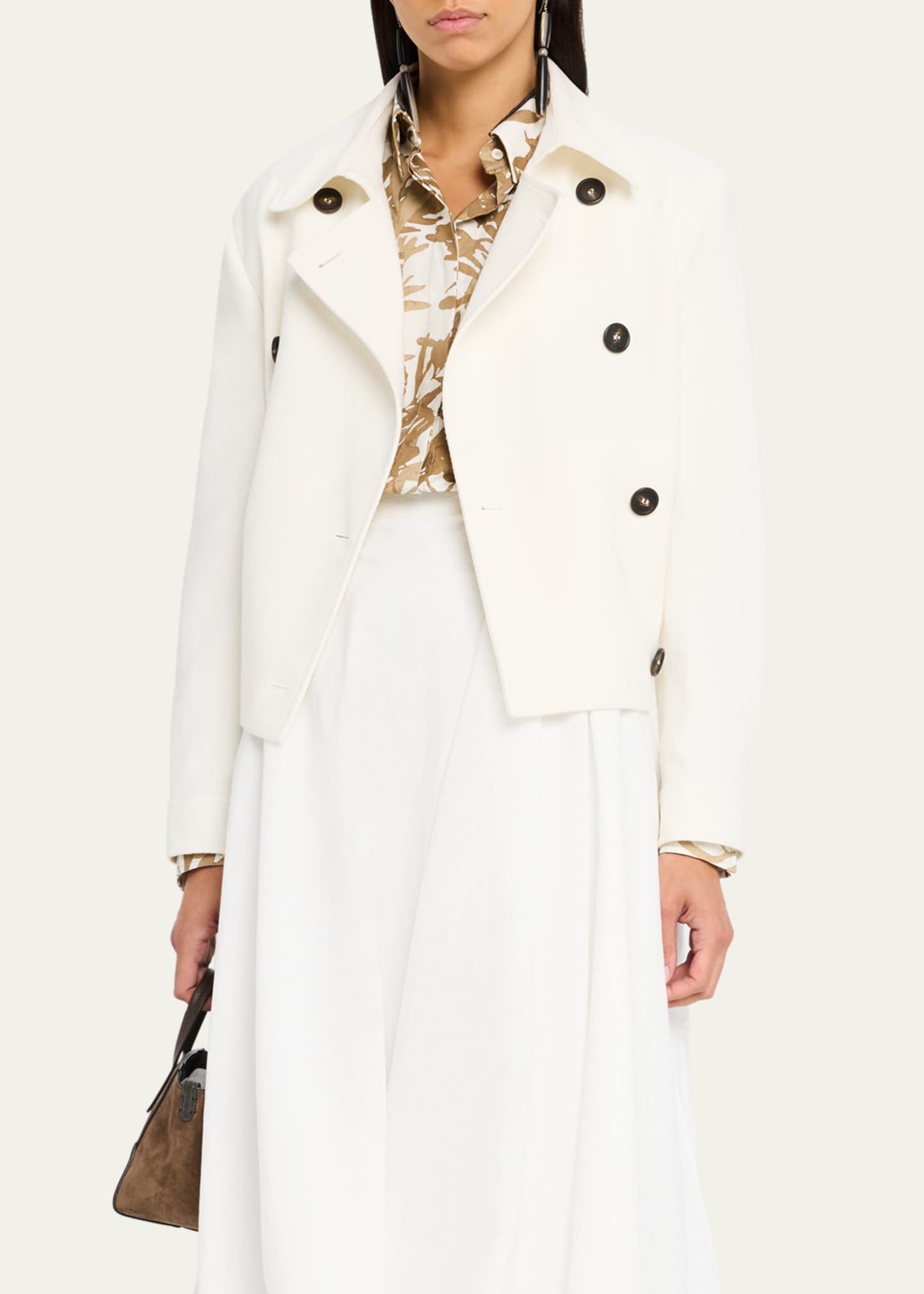 Cotton Calvary Twill Double-Breasted Pea Jacket