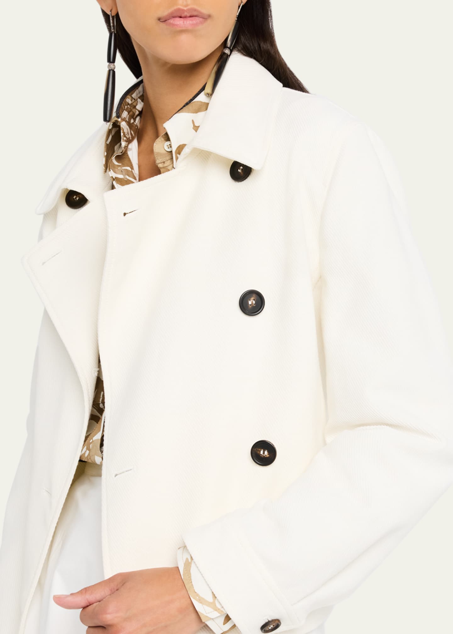 Cotton Calvary Twill Double-Breasted Pea Jacket