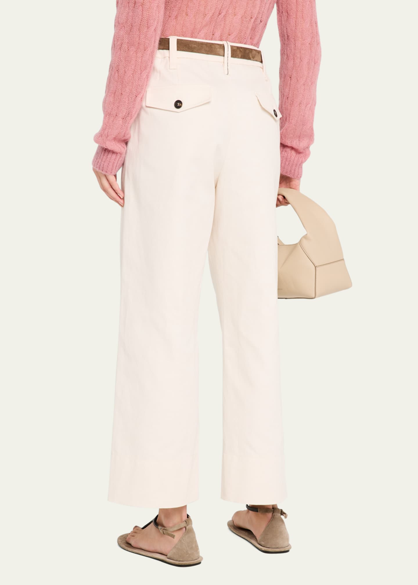 パンツ BRUNELLO CUCINELLI Chino Crop trousers in cotton and linen c Brunello Cucinelli Cotton-Linen Wide-Leg Crop Chino Pants