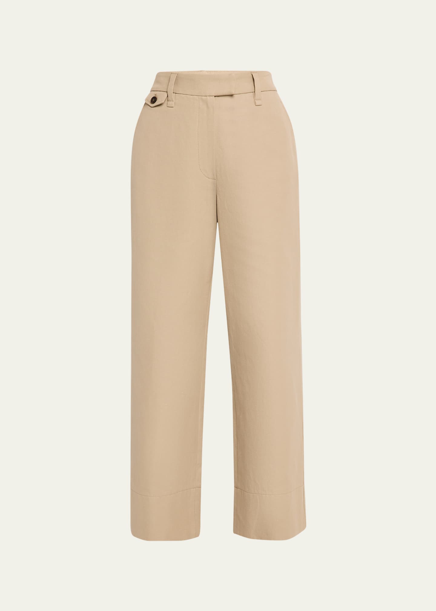 Brunello Cucinelli Cotton-Linen Wide-Leg Crop Chino Pants Image 1 of 5