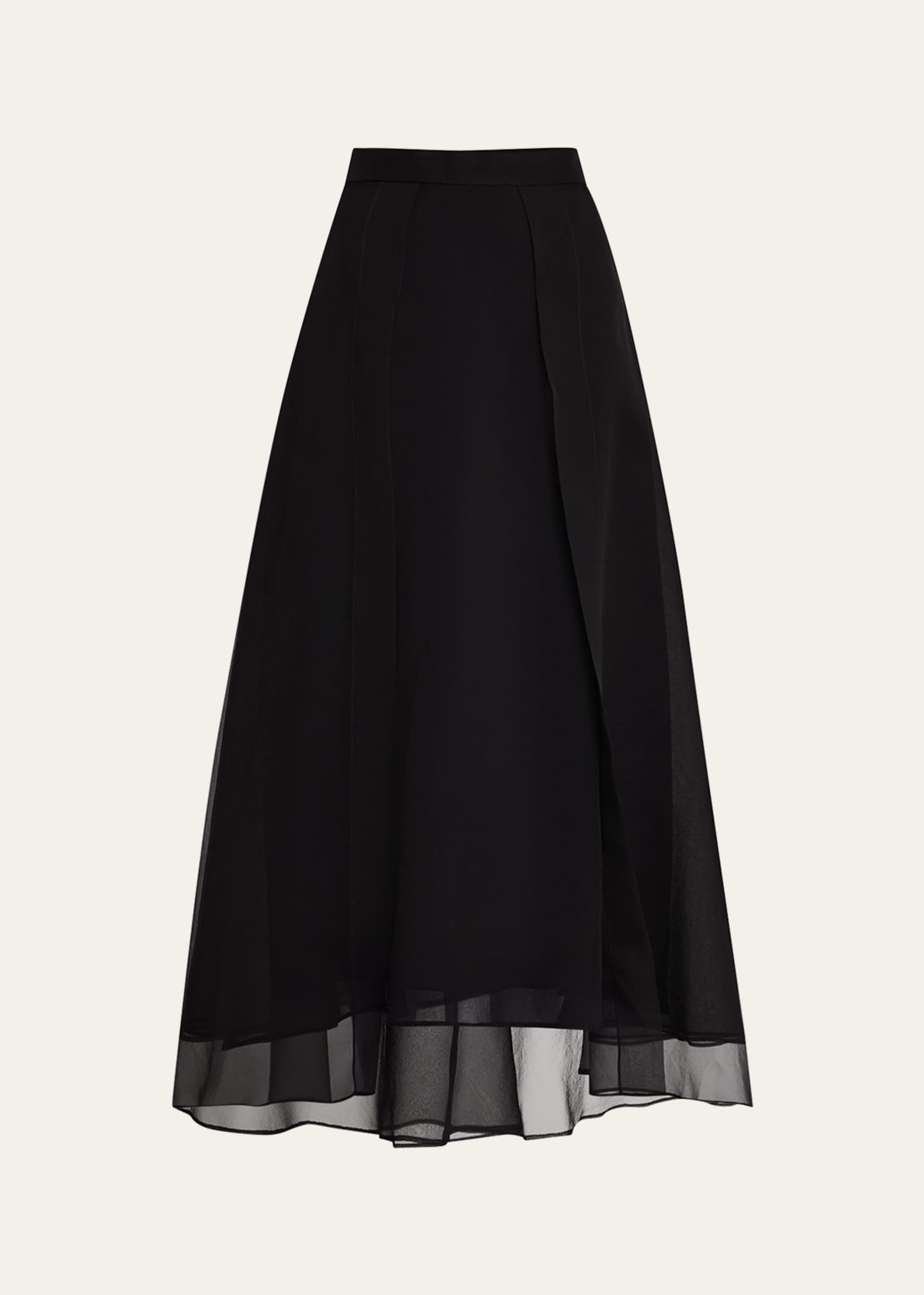 Brunello Cucinelli Crispy Silk Paneled Maxi Circle Skirt Image 1 of 5