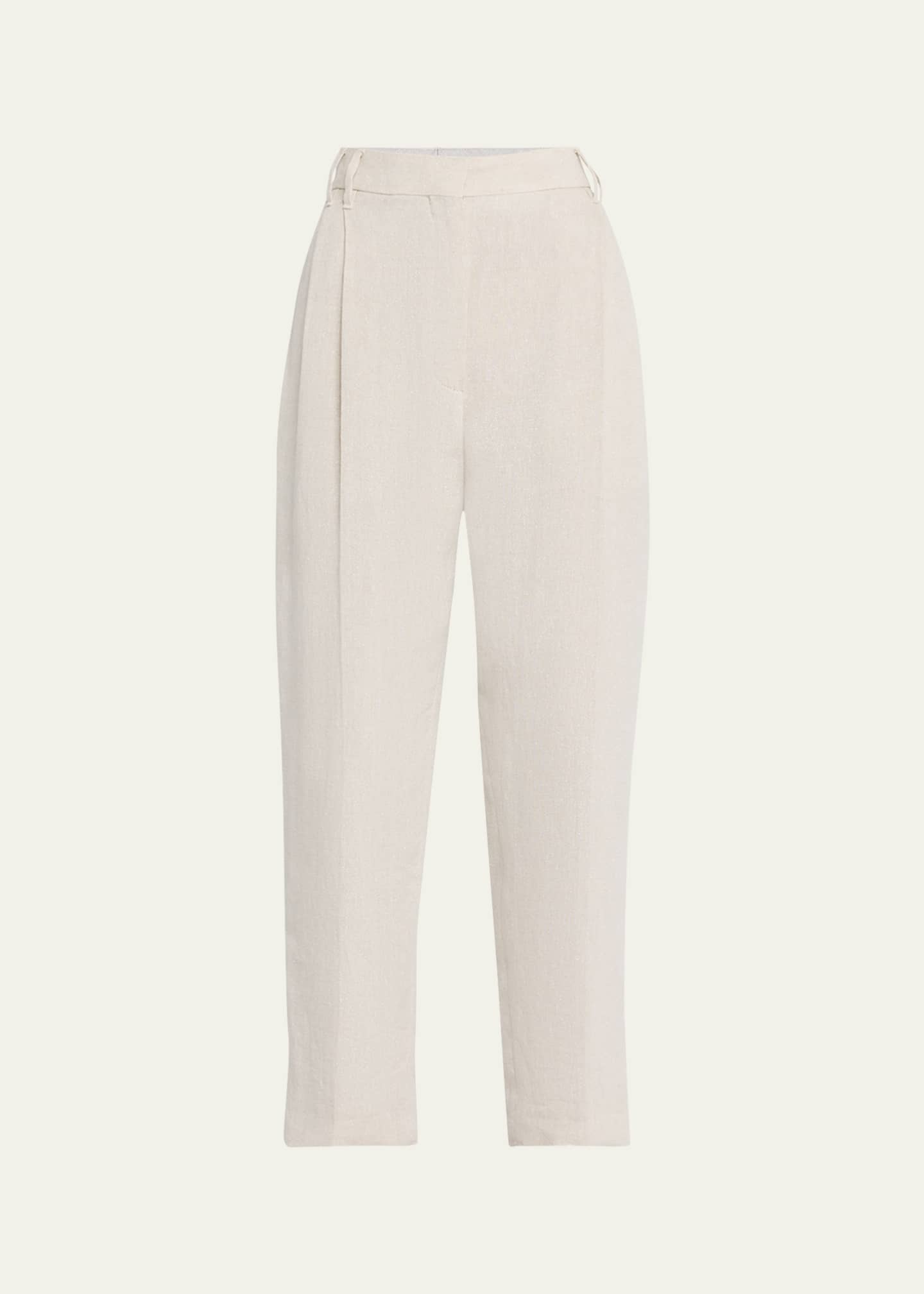Brunello Cucinelli Sparkling Canvas Linen Cropped Trousers Image 1 of 5
