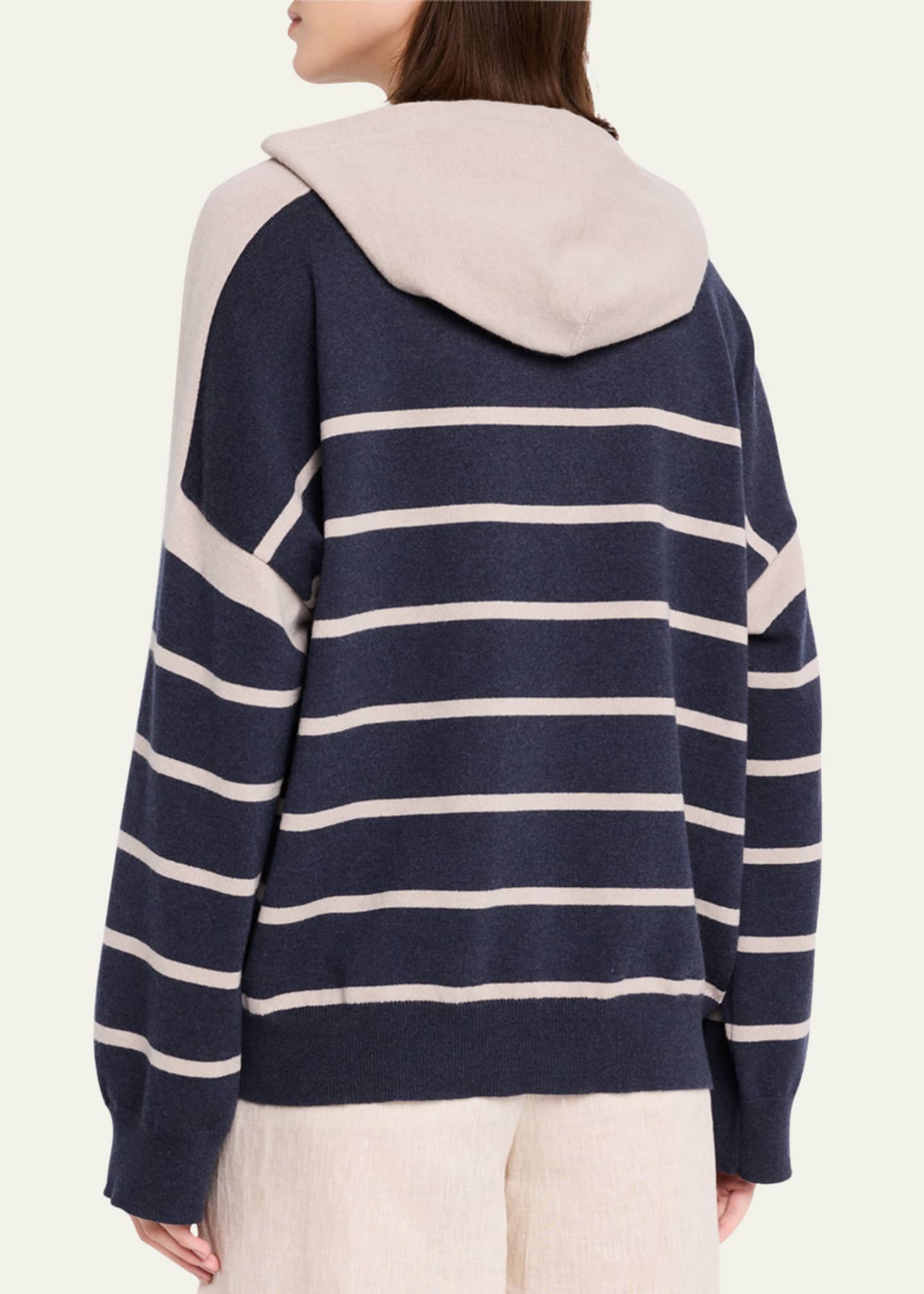 Brunello Cucinelli Striped Cashmere Hoodie Image 3 of 5