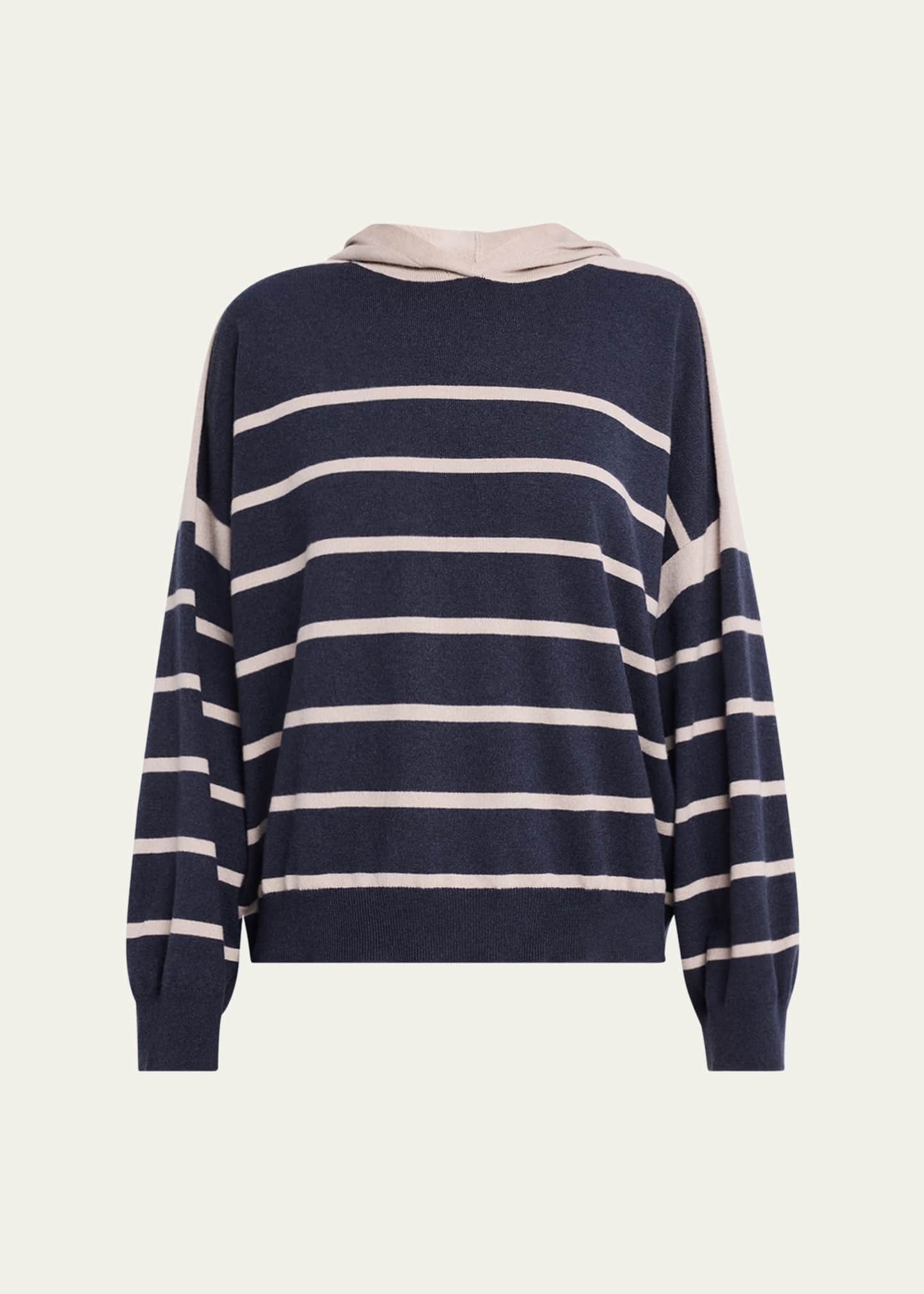Brunello Cucinelli Striped Cashmere Hoodie Image 1 of 5