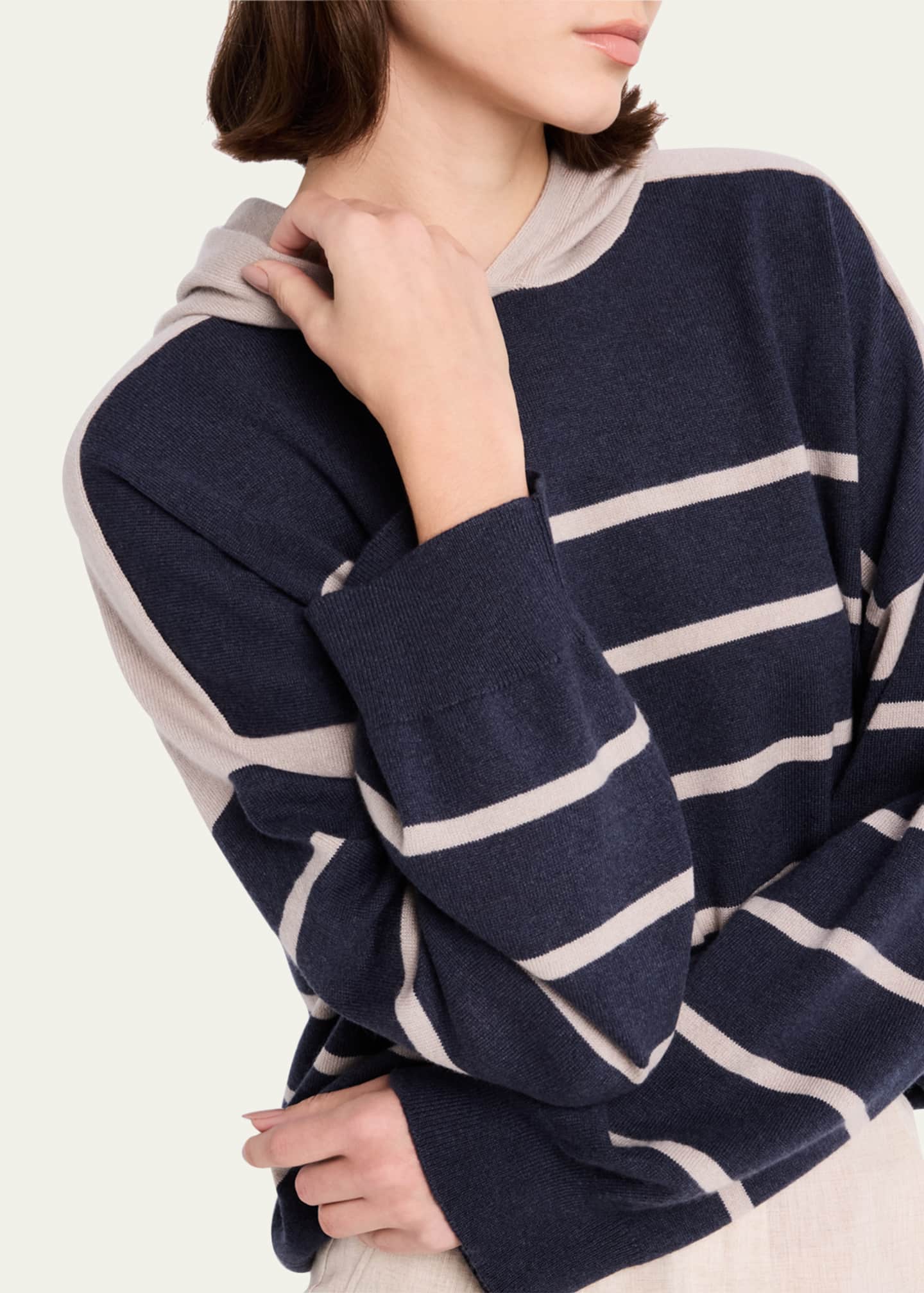 Brunello Cucinelli Striped Cashmere Hoodie Image 5 of 5