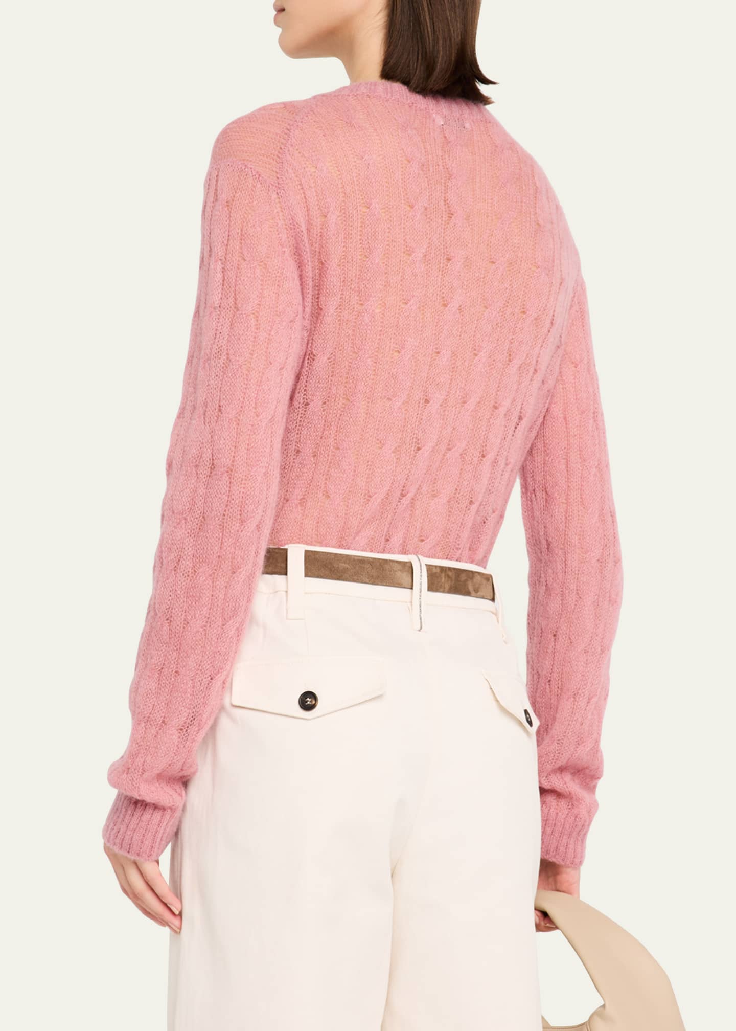 Brunello Cucinelli Mohair Cable Crewneck Sweater Image 3 of 5