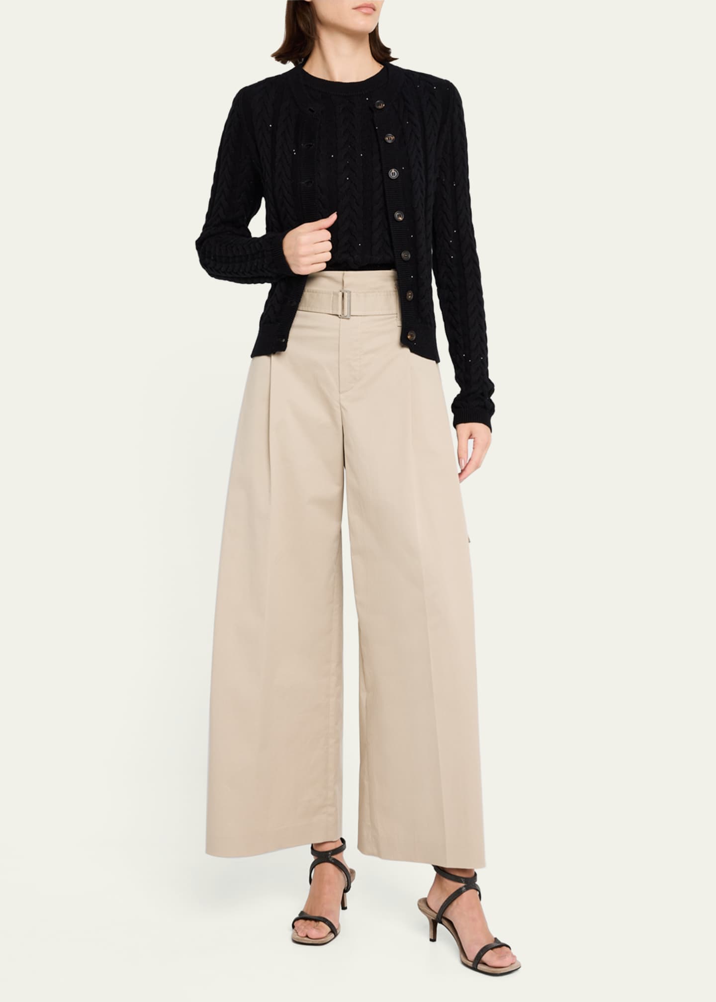 Brunello Cucinelli Fitted Cotton Diamante Cardigan Image 2 of 5