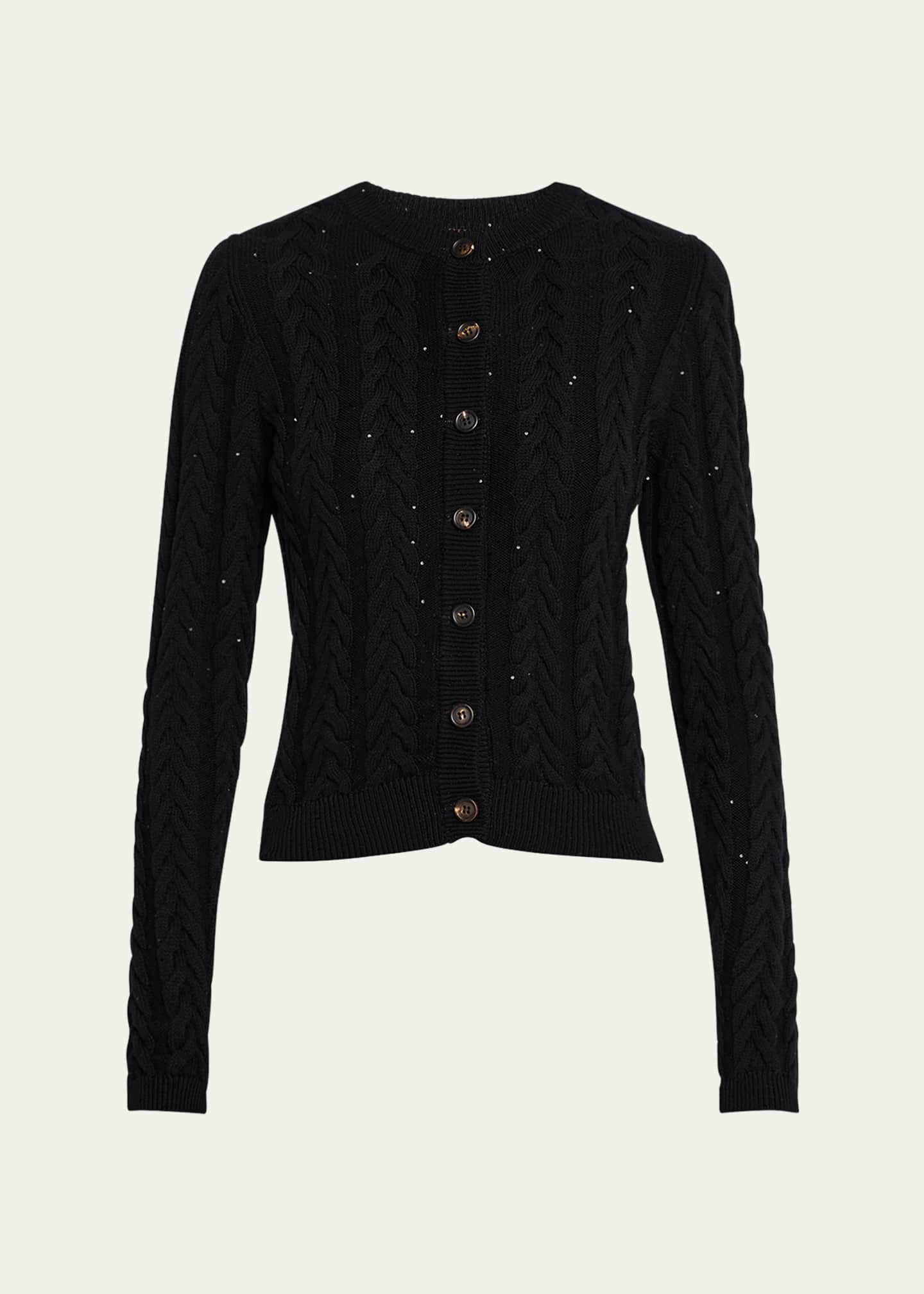 Brunello Cucinelli Fitted Cotton Diamante Cardigan Image 1 of 5