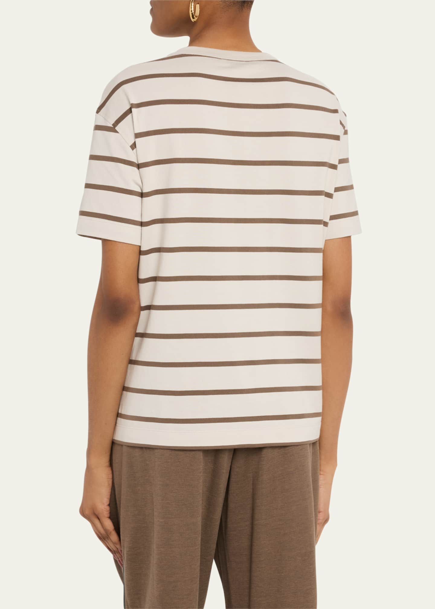Brunello Cucinelli Monili Striped Short-Sleeve Cotton T-Shirt Image 3 of 5