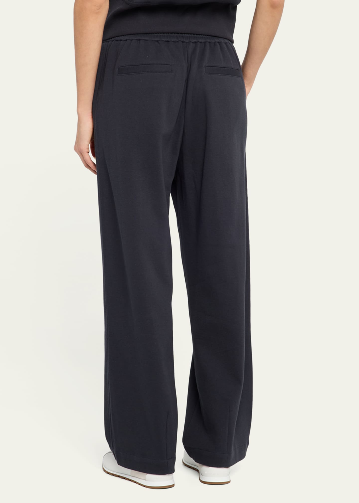 Brunello Cucinelli Piquet Fleece Wide-Leg Pull-On Tennis Pants Image 3 of 5