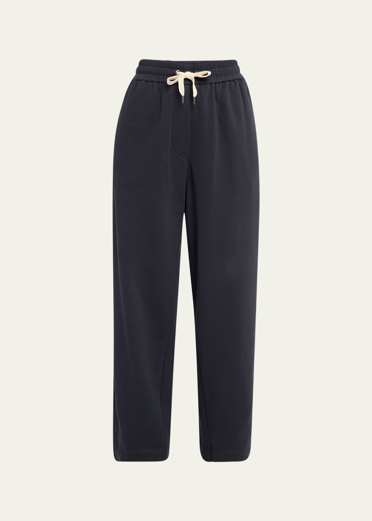 Brunello Cucinelli Piquet Fleece Wide-Leg Pull-On Tennis Pants Image 1 of 5