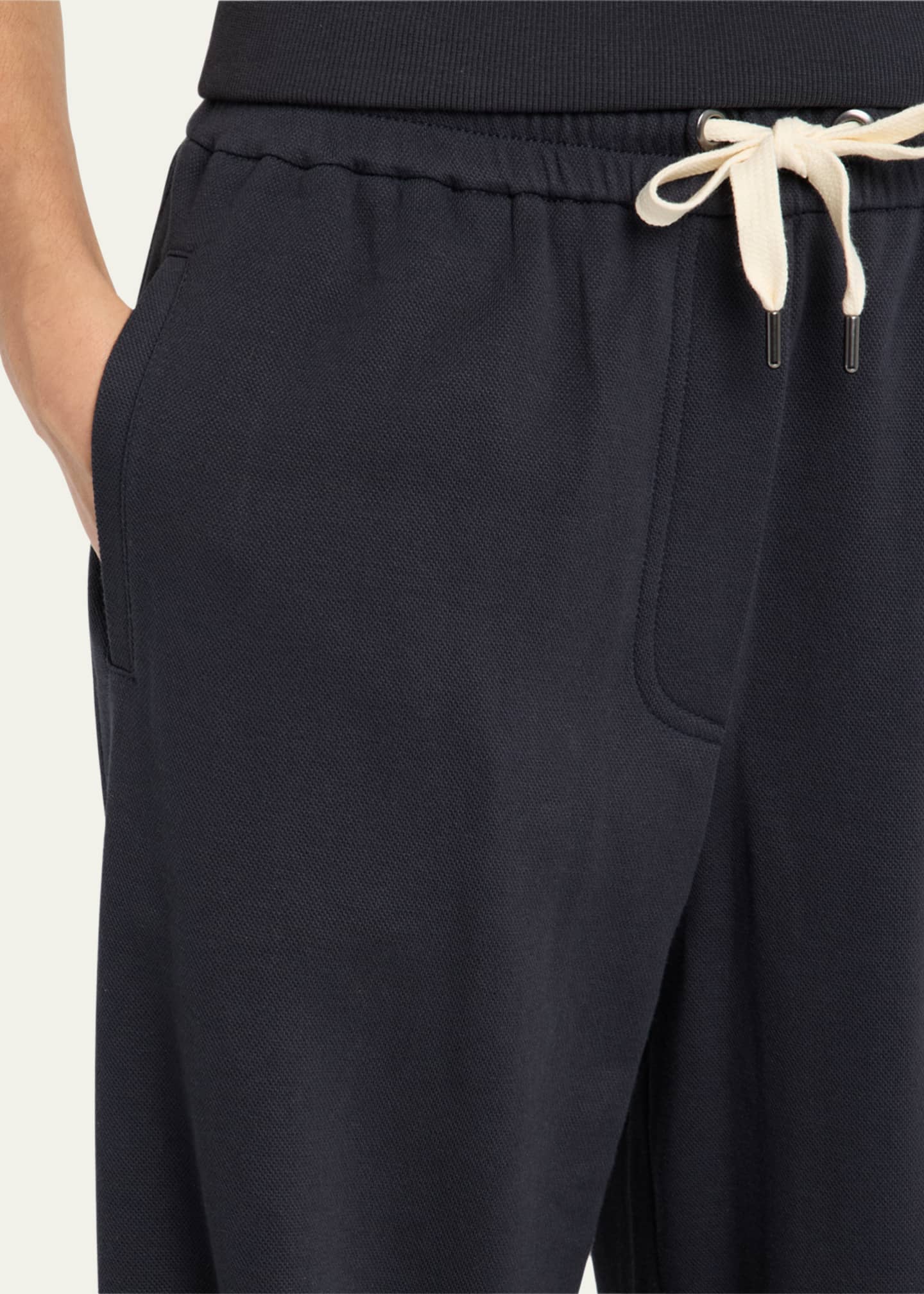 Brunello Cucinelli Piquet Fleece Wide-Leg Pull-On Tennis Pants Image 5 of 5