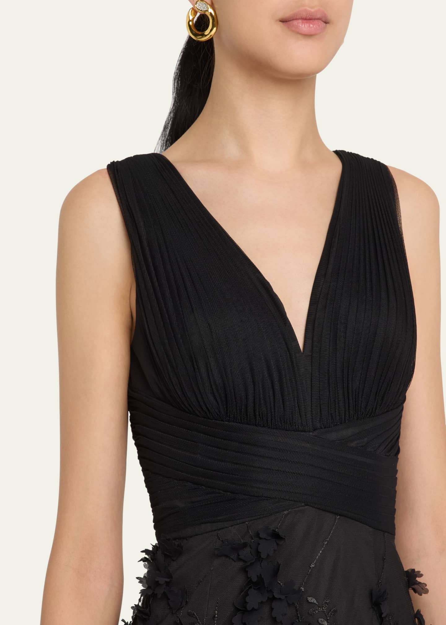 aidan mattox embroidered dress Aidan by Aidan Mattox V-Neck Sleeveless Zipper Back Illusion Floral  Embroidered Tafetta Dress main image 0