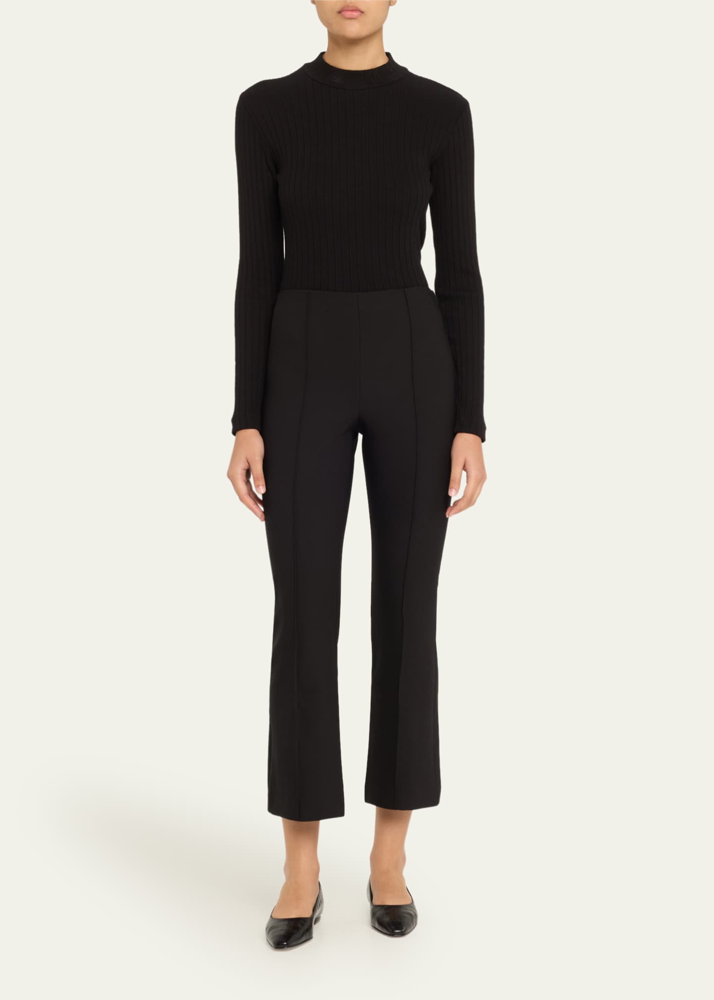 Vince Cropped Flare-Leg Pintuck Pants Image 2 of 5