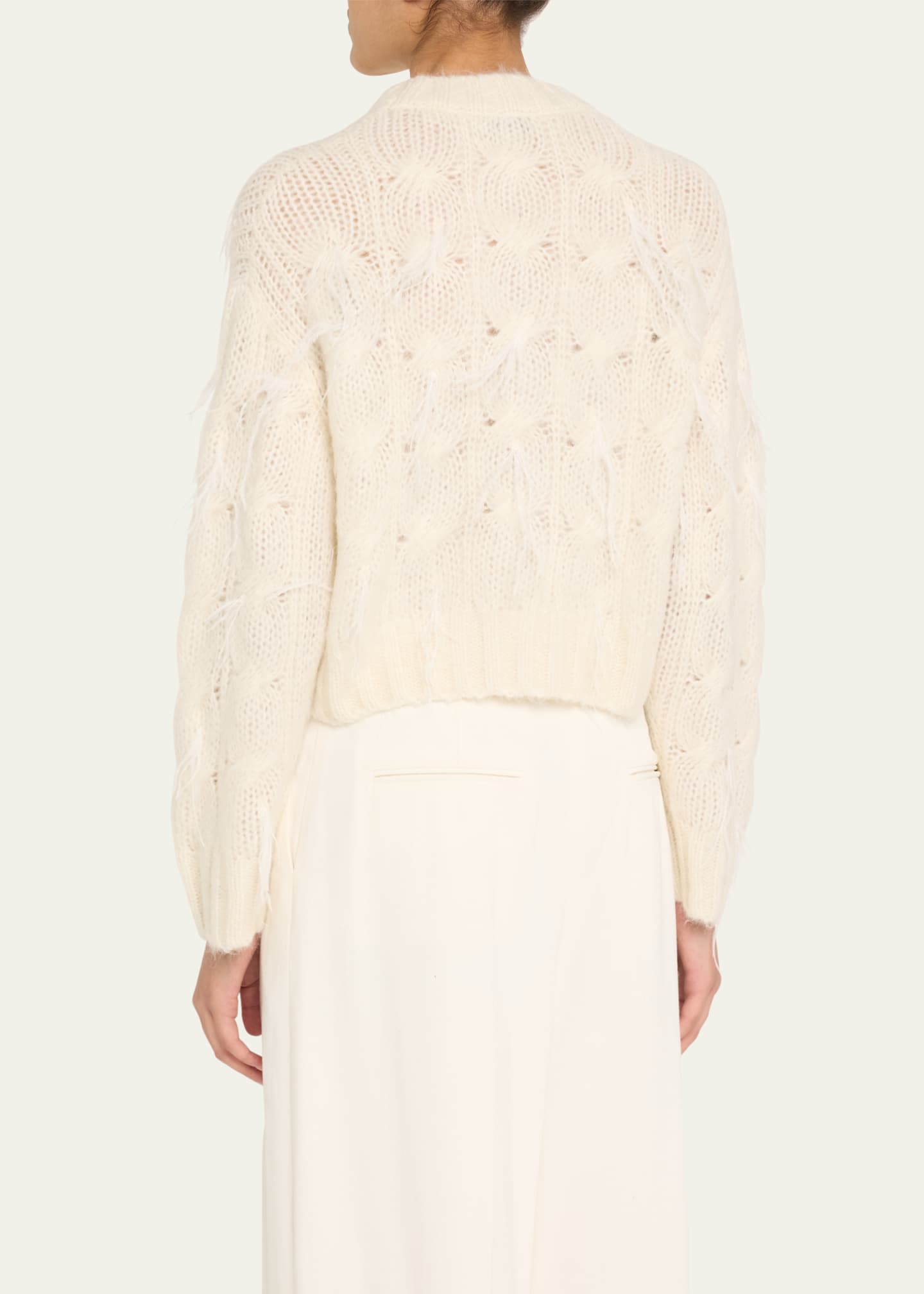 Vince Feather Embellished Cable-Knit Sweater Image 3 of 5
