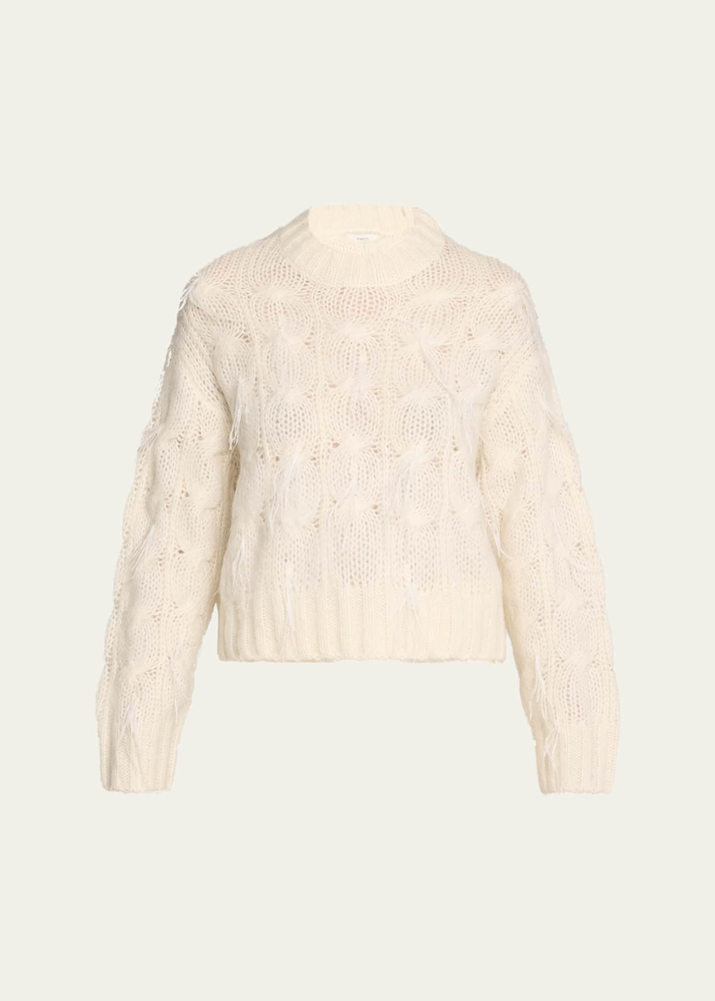 Vince Feather Embellished Cable-Knit Sweater Image 1 of 5