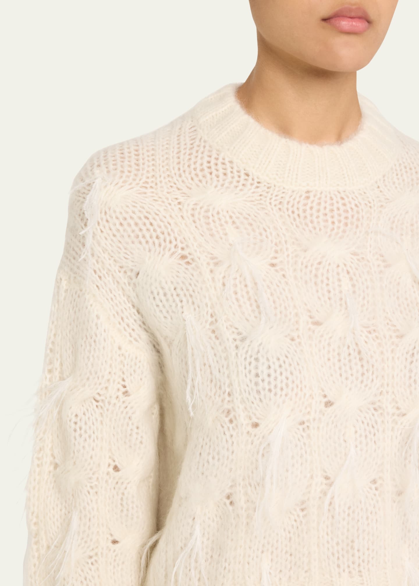 Vince Feather Embellished Cable-Knit Sweater Image 5 of 5