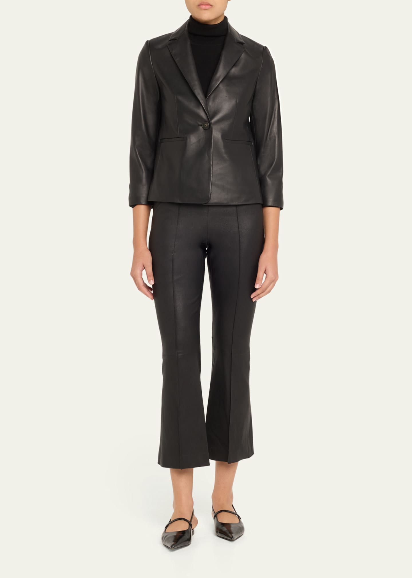 Vince Cropped Flare Leather Pants Image 2 of 5