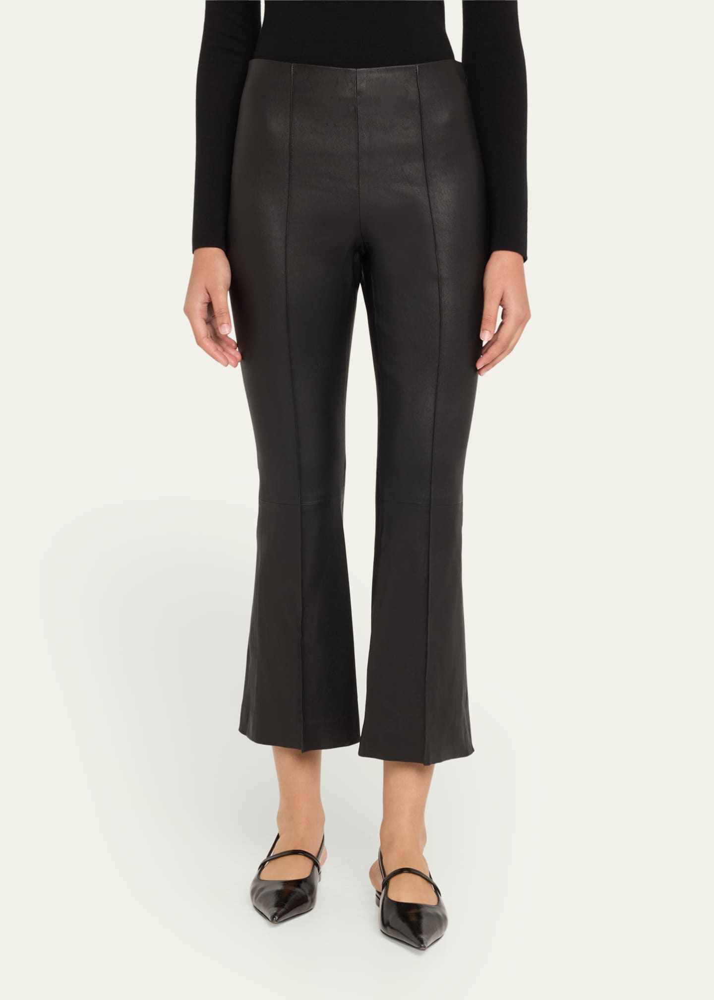 Vince Cropped Flare Leather Pants Image 4 of 5