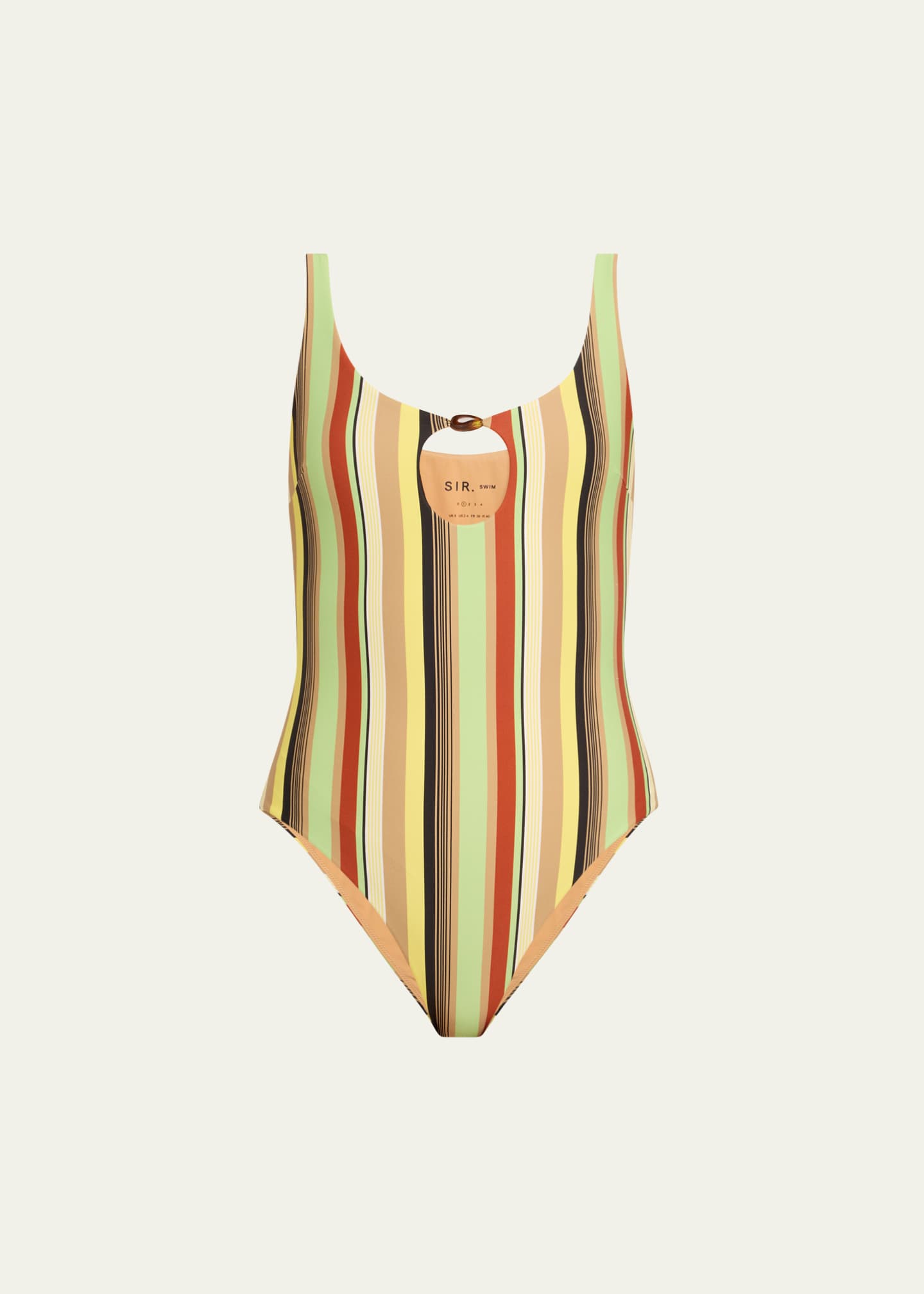 SIR Palm Stripe Poolside Beaded One-Piece Swimsuit Image 1 of 4