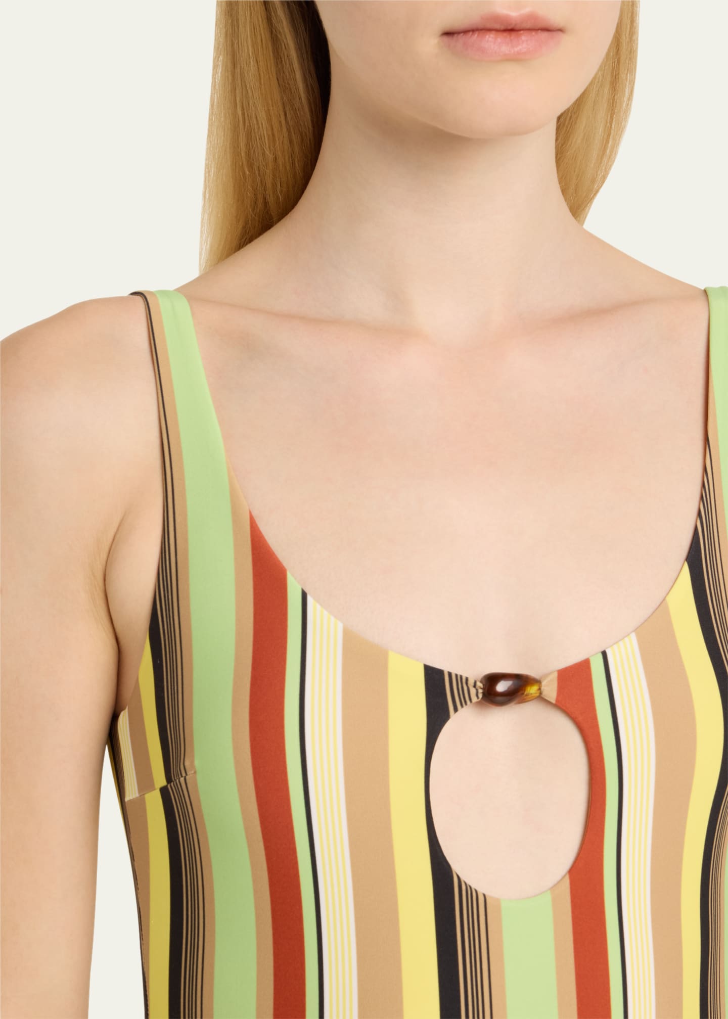 SIR Palm Stripe Poolside Beaded One-Piece Swimsuit Image 4 of 4