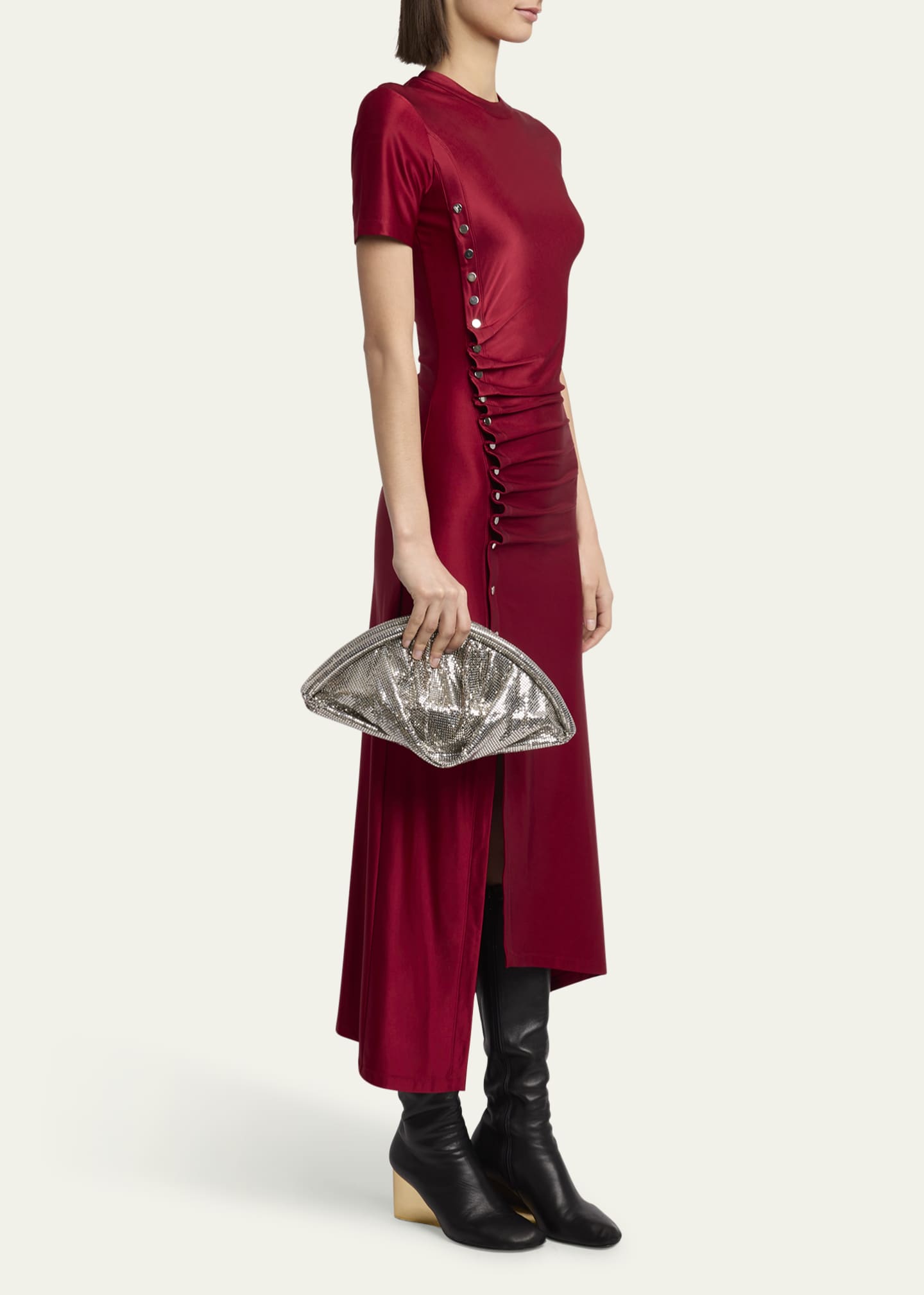Rabanne Studded Mesh Zip Pochette Clutch Bag Image 5 of 6