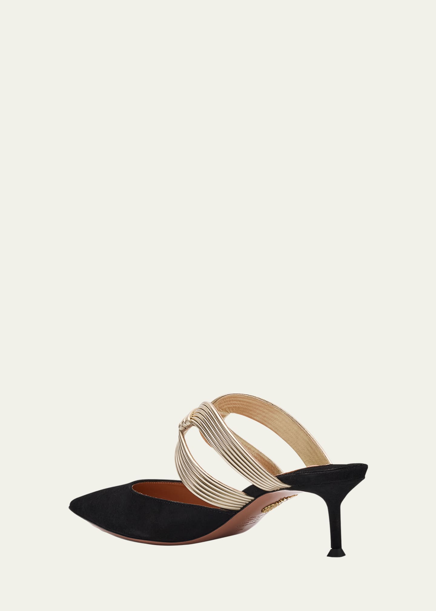 Aquazzura Laminated Leather and Suede Mule Pumps Image 4 of 6