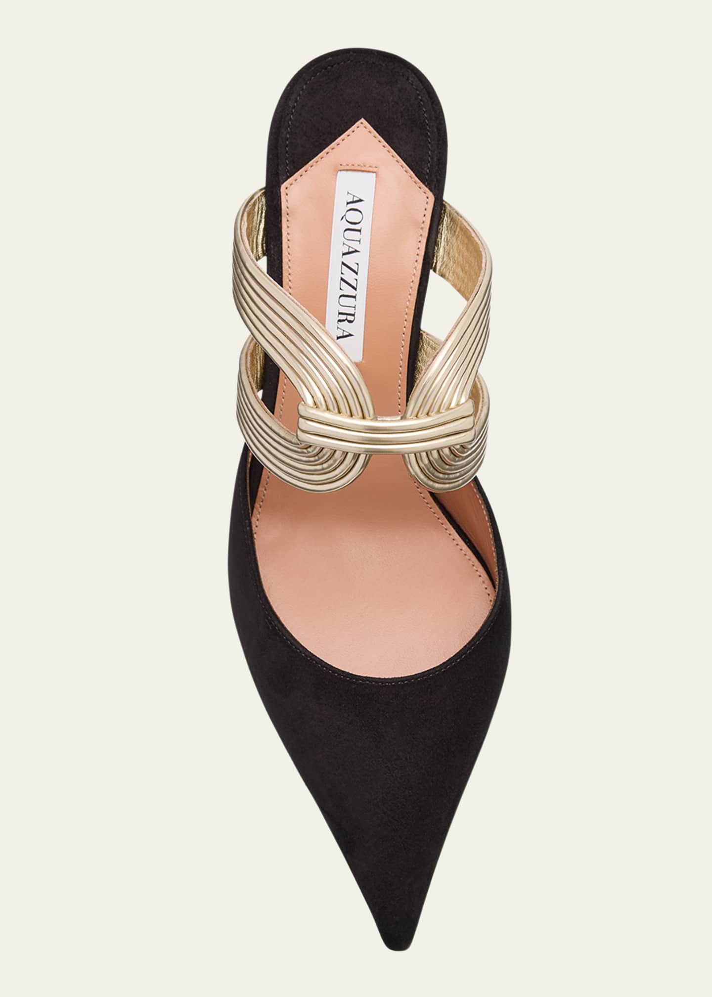 Aquazzura Laminated Leather and Suede Mule Pumps Image 6 of 6