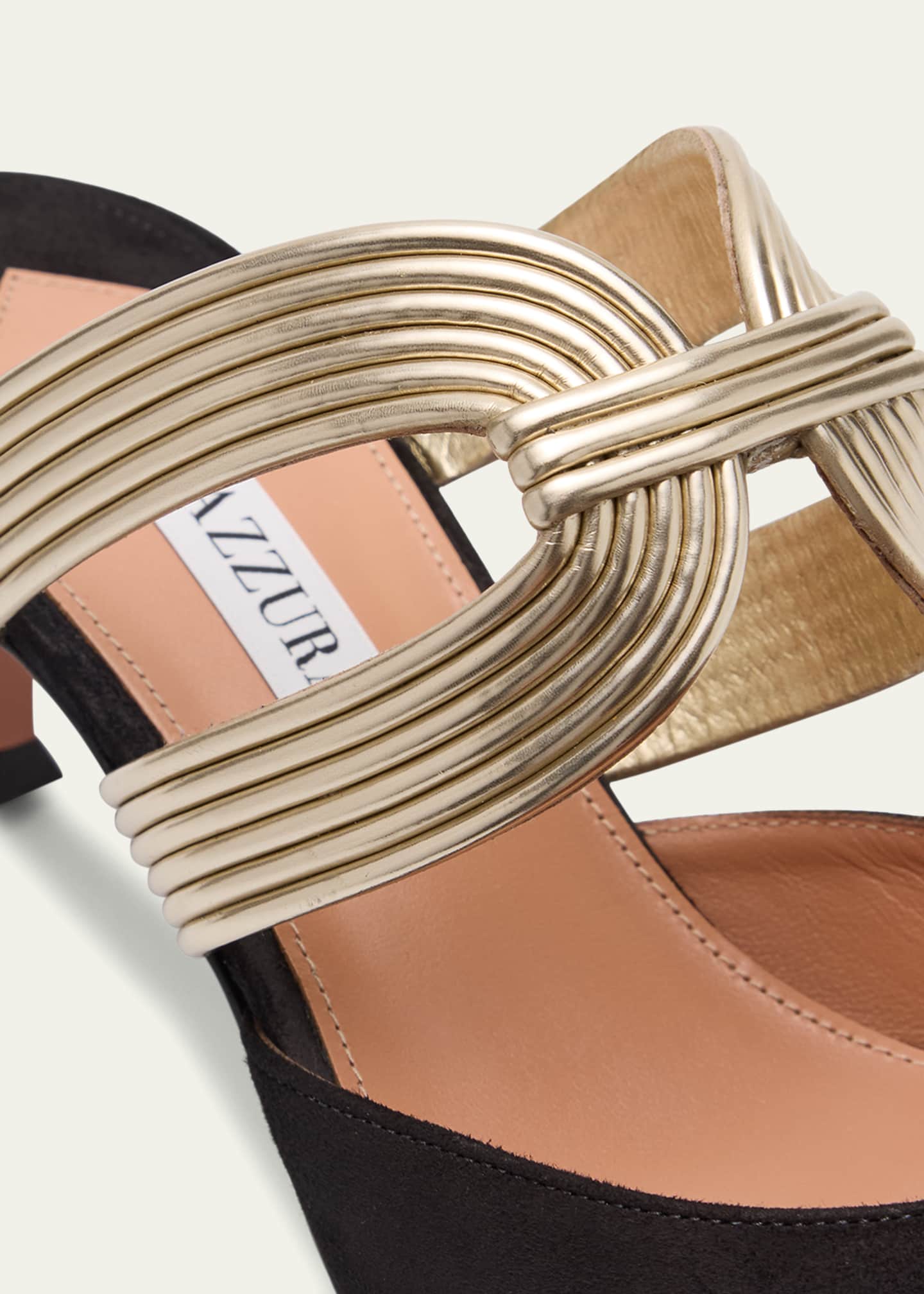 Aquazzura Laminated Leather and Suede Mule Pumps Image 5 of 6