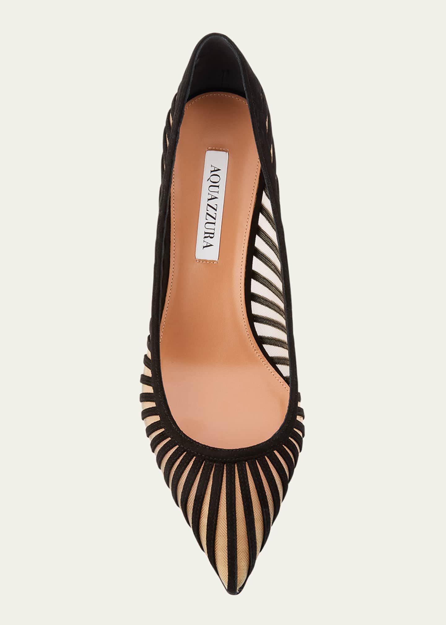 Aquazzura Suede Mesh Stiletto Pumps Image 6 of 6