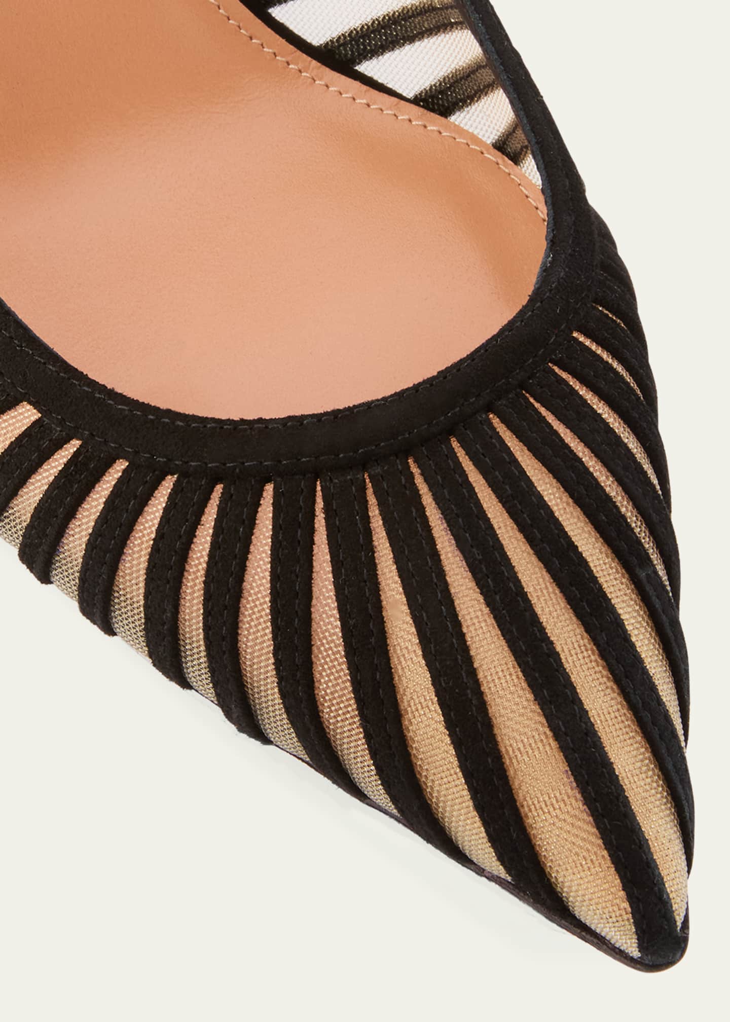 Aquazzura Suede Mesh Stiletto Pumps Image 5 of 6