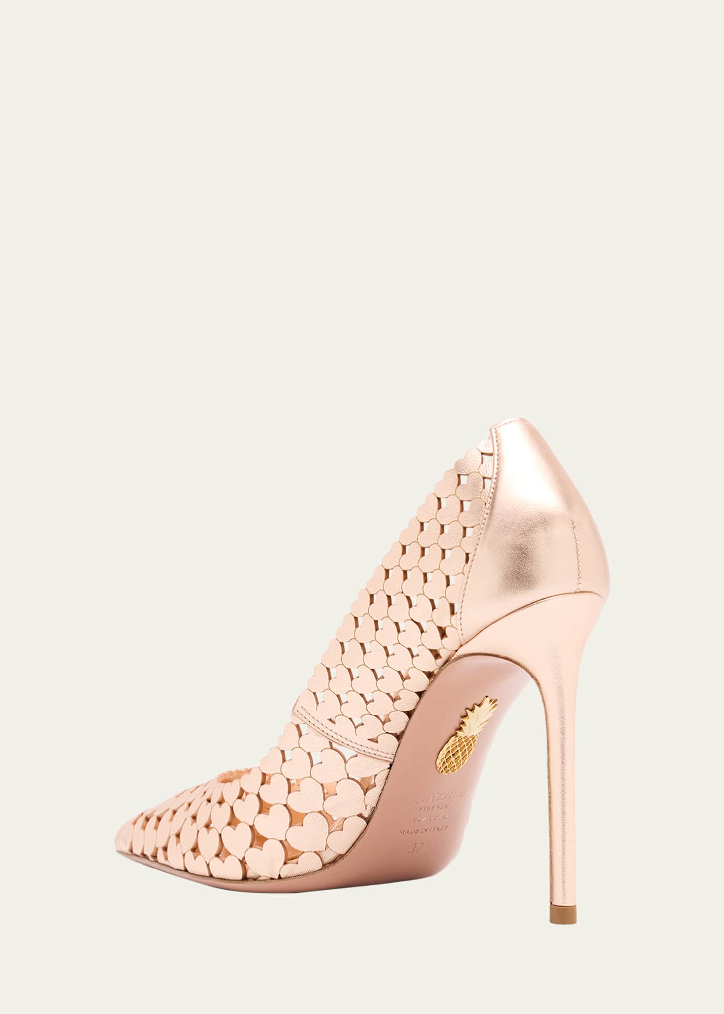 Aquazzura Amourose Metallic Heart Stiletto Pumps Image 2 of 4