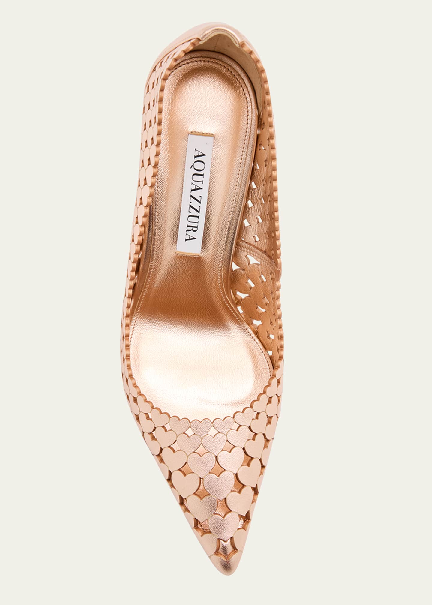 Aquazzura Amourose Metallic Heart Stiletto Pumps Image 4 of 4
