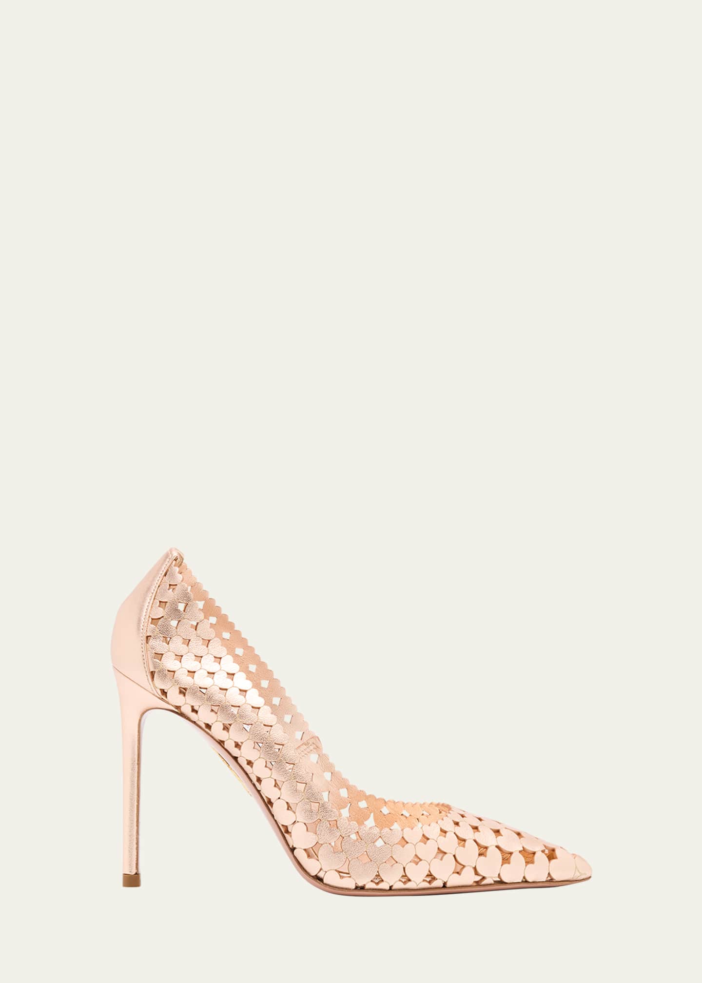 Aquazzura Amourose Metallic Heart Stiletto Pumps Image 1 of 4