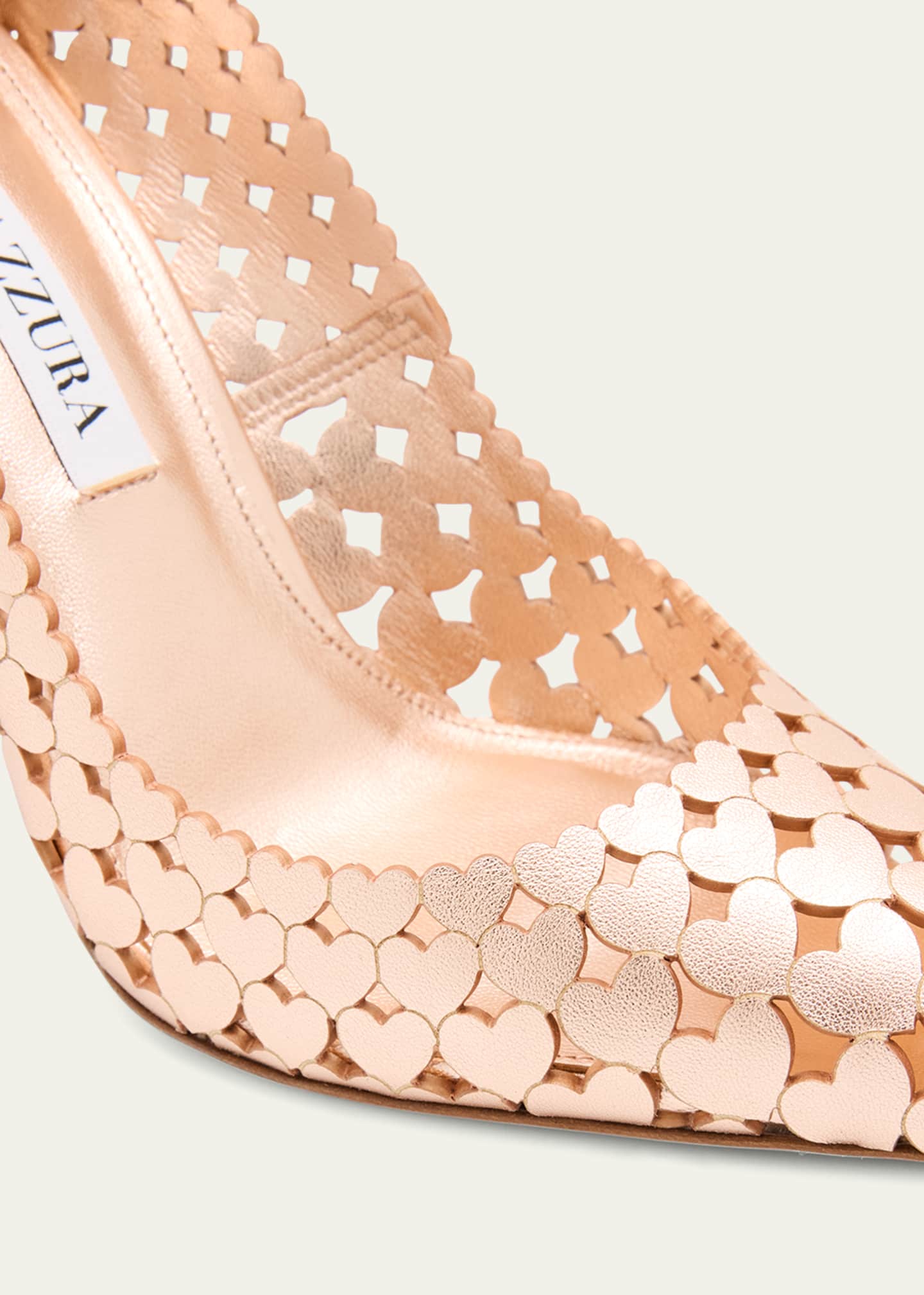 Aquazzura Amourose Metallic Heart Stiletto Pumps Image 3 of 4