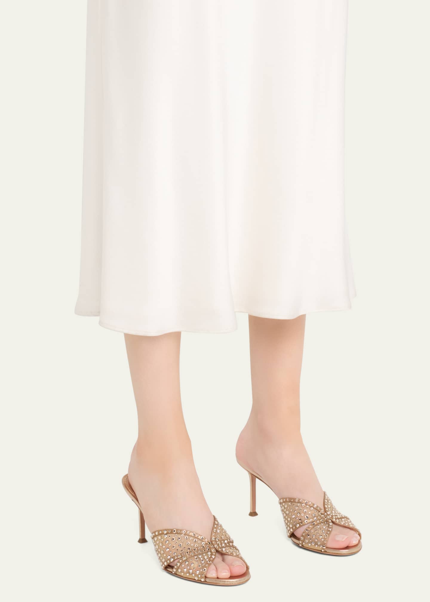 Aquazzura Lover Crystal Tulle Stiletto Slide Sandals Image 2 of 6