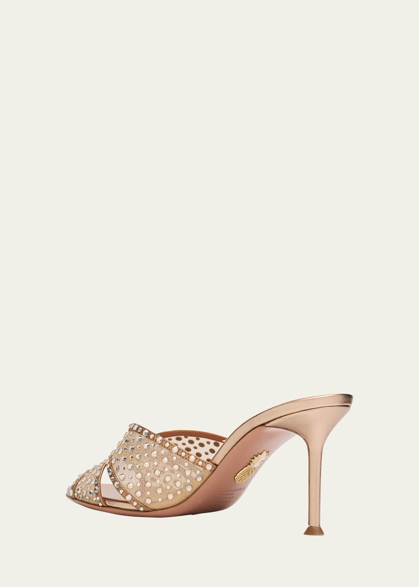 Aquazzura Lover Crystal Tulle Stiletto Slide Sandals Image 4 of 6