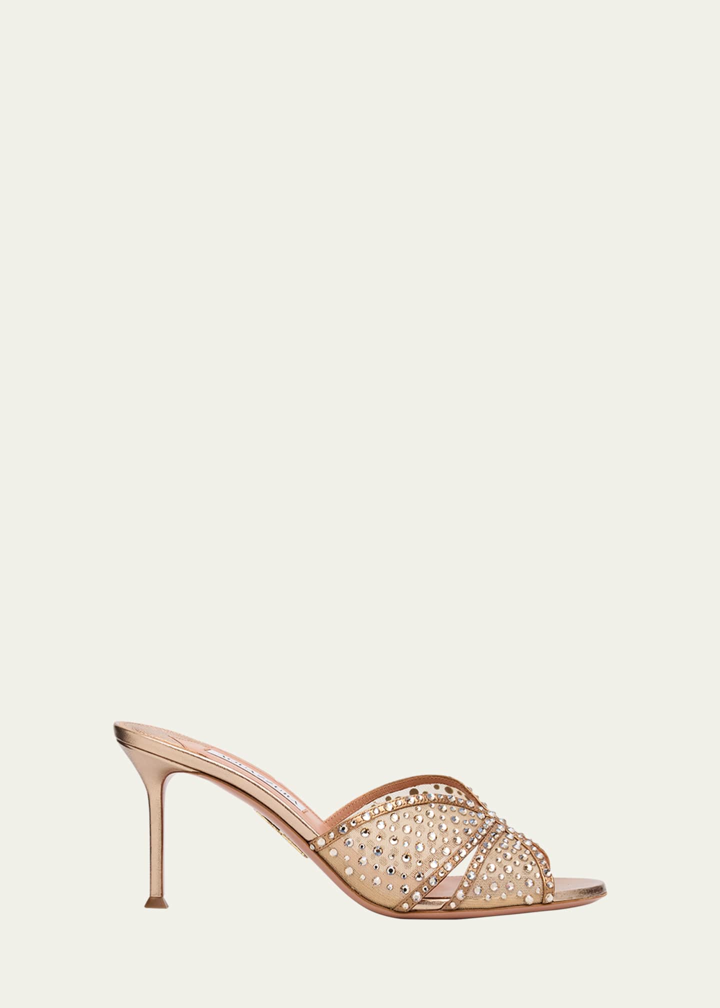 Aquazzura Lover Crystal Tulle Stiletto Slide Sandals Image 1 of 6